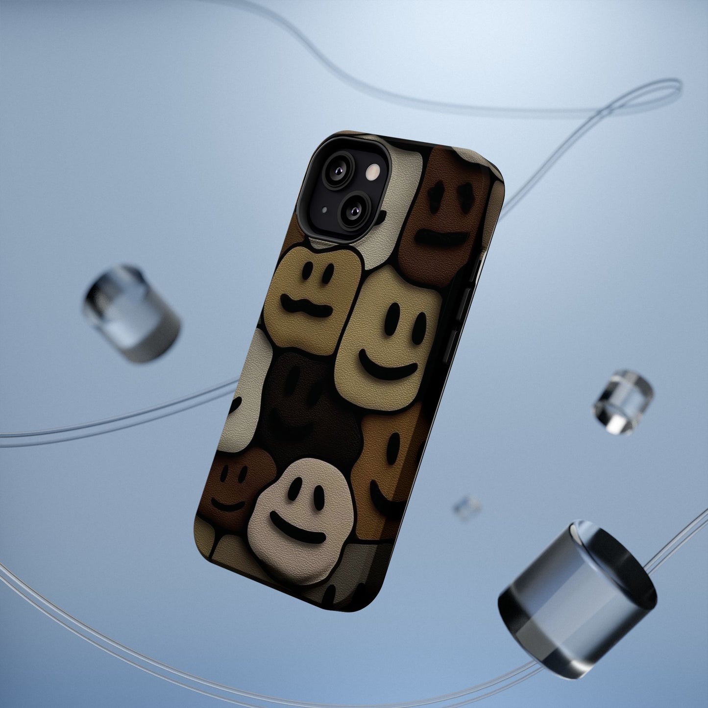 Magnetic Impact-Resistant Case — Brown Smiley Tile Phone Cover