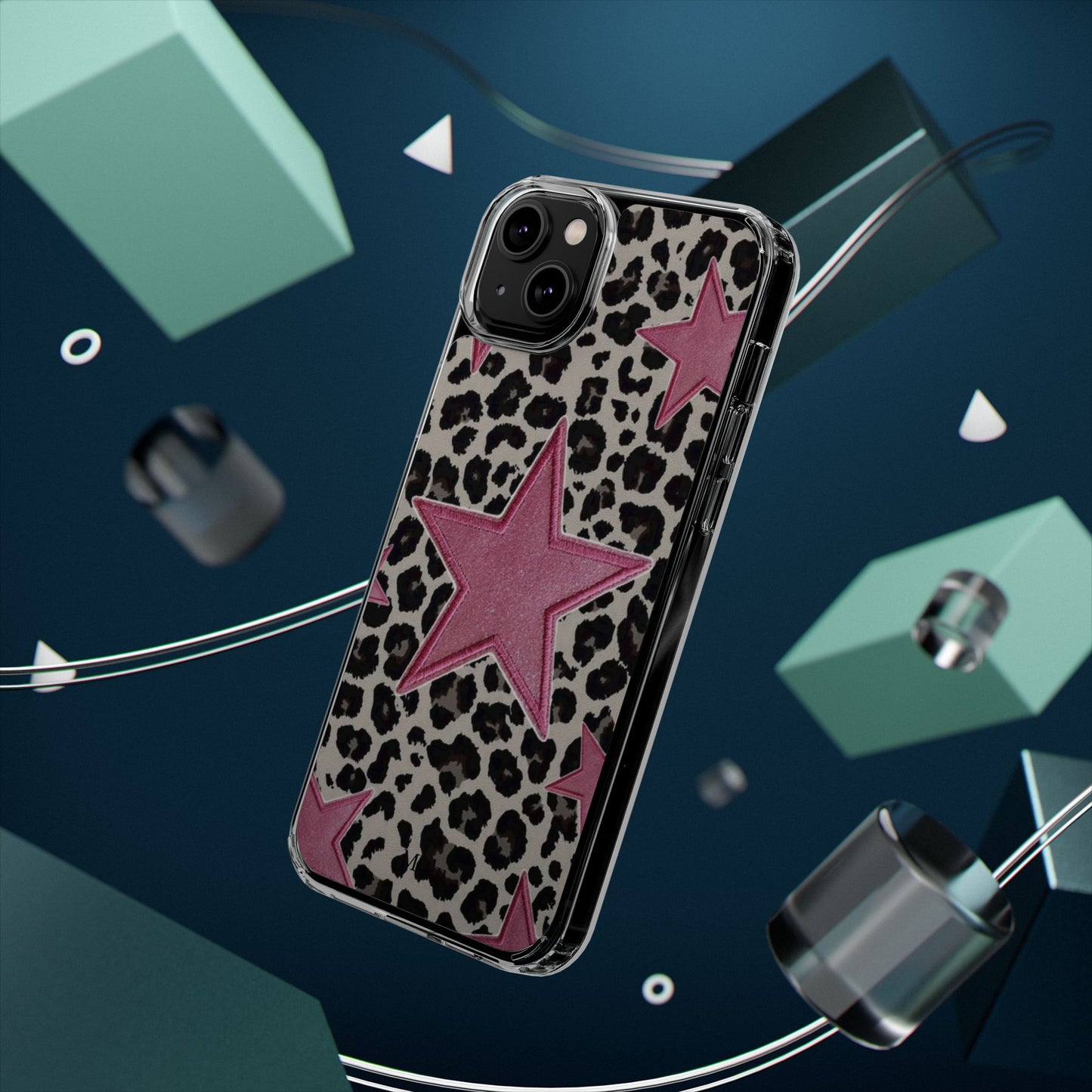Pink Star Leopard Clear Impact Phone Case