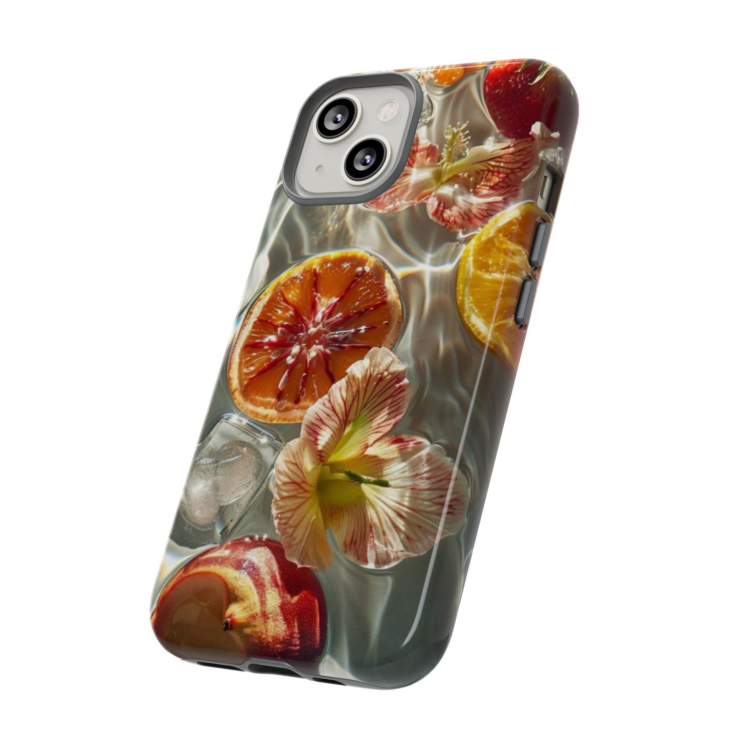 Citrus & Hibiscus Protective Phone Case – Summer Fruit Water Print Tough Case
