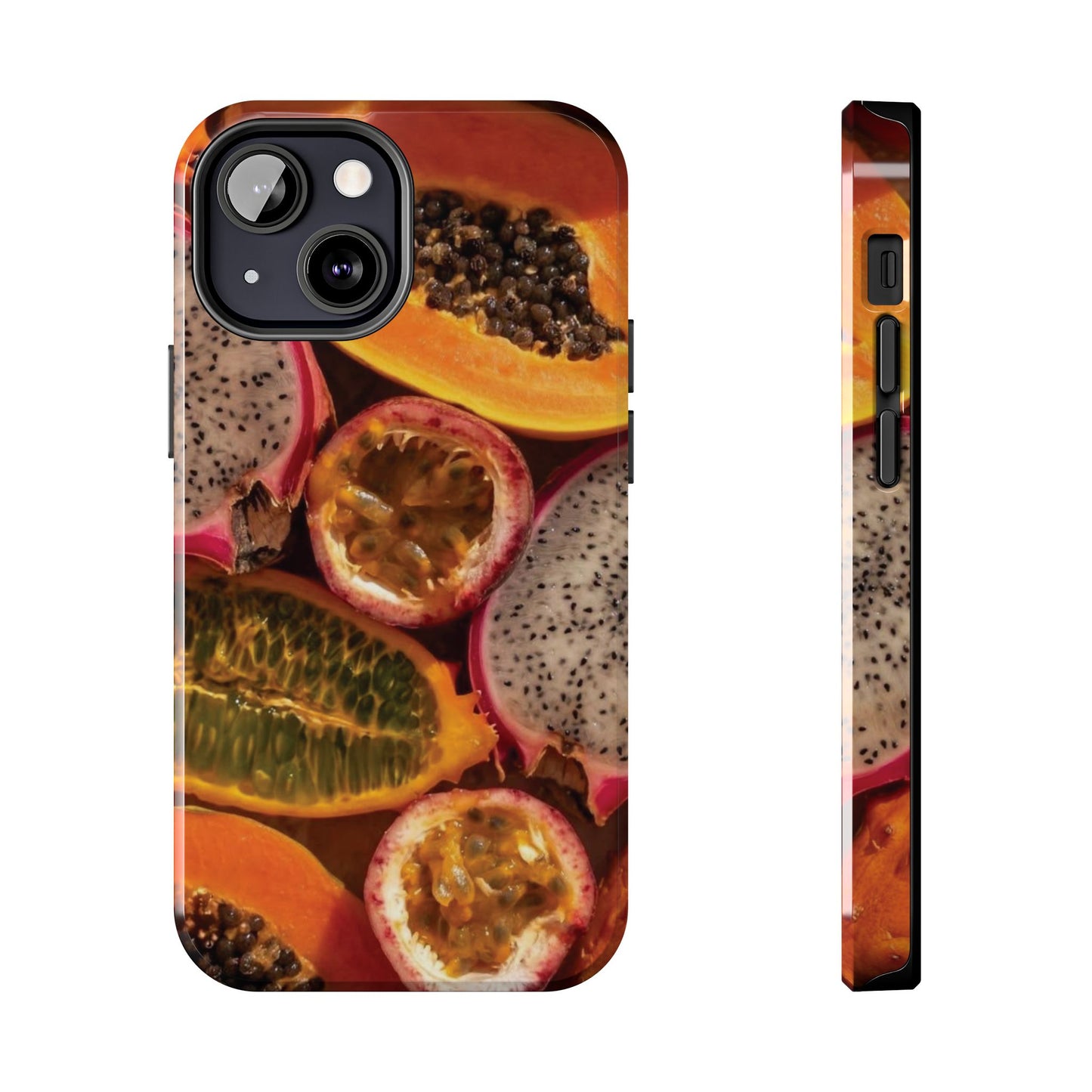 Tropical Fruit Tough Phone Case — Papaya & Dragon Fruit Design