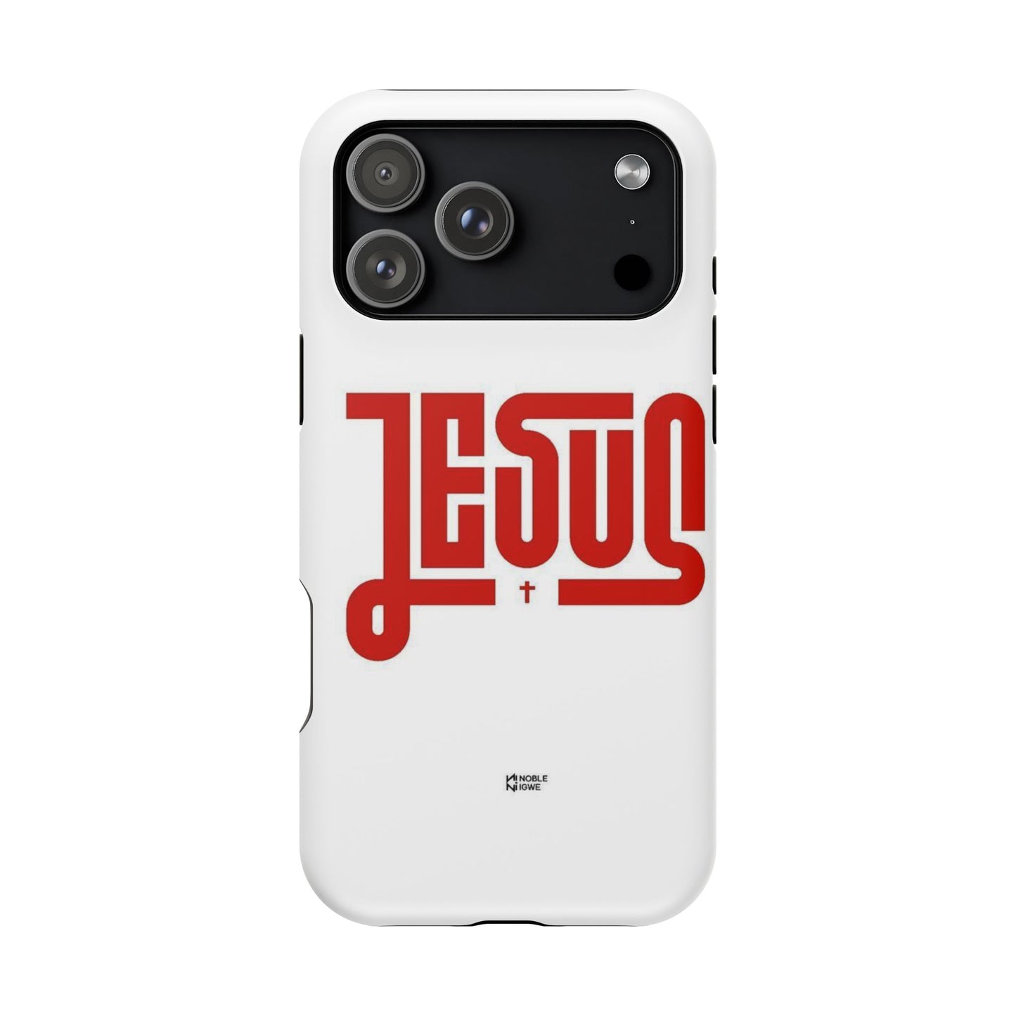 Jesus Magnetic Impact‑Resistant Phone Case — Bold Red Script Christian iPhone Cover