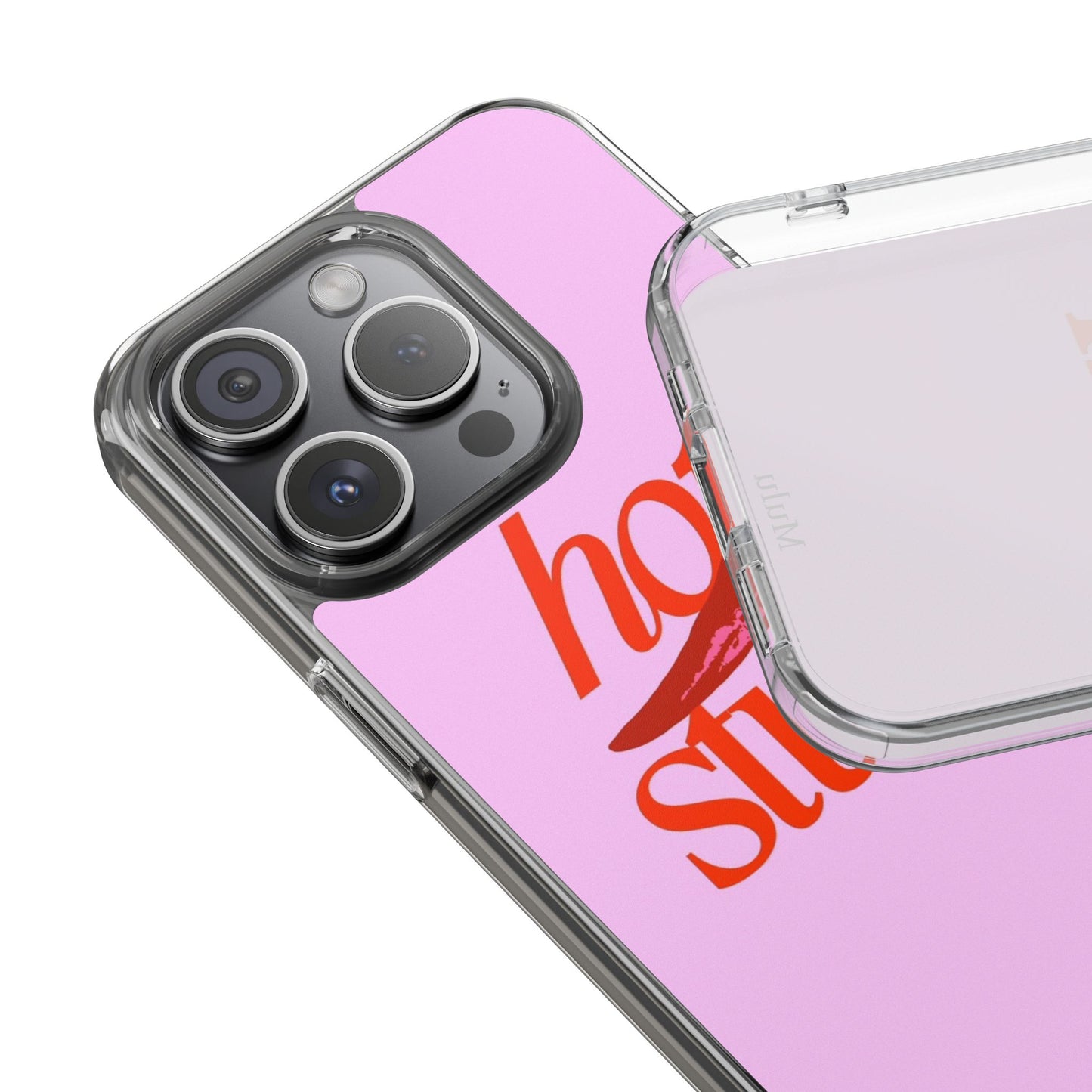 Hot Stuff Clear Impact Phone Case — Pink Retro Typography iPhone Cover