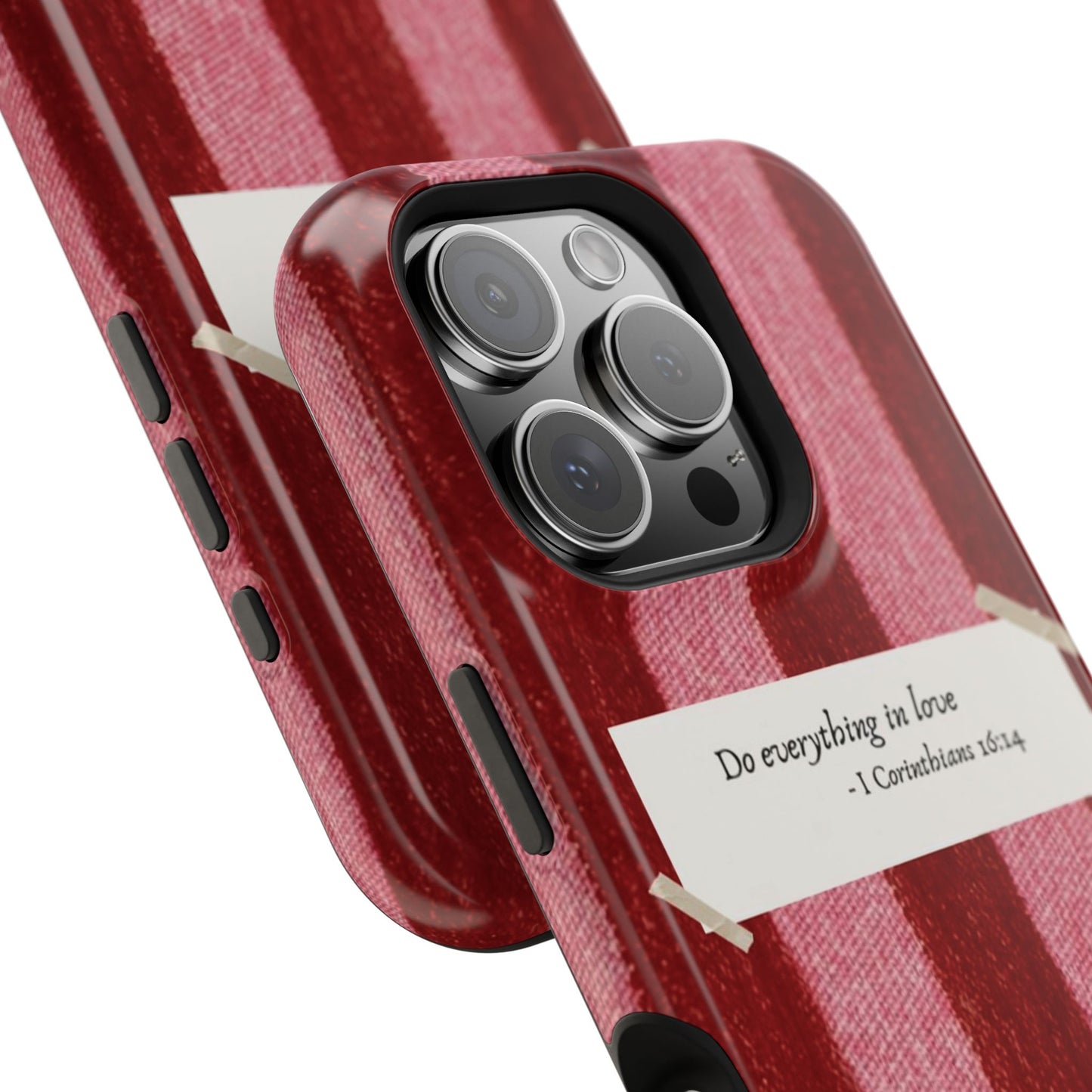 Christian Quote Red Stripe Phone Case — “Do everything in love” Magnetic Impact-Resistant Case