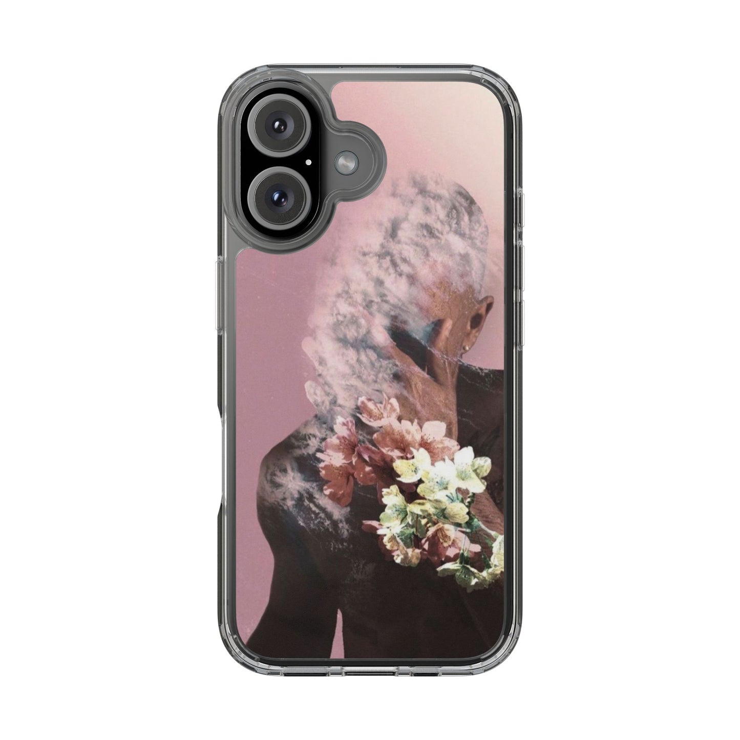Clear Phone Case — Pink Floral Smoke Art iPhone Case