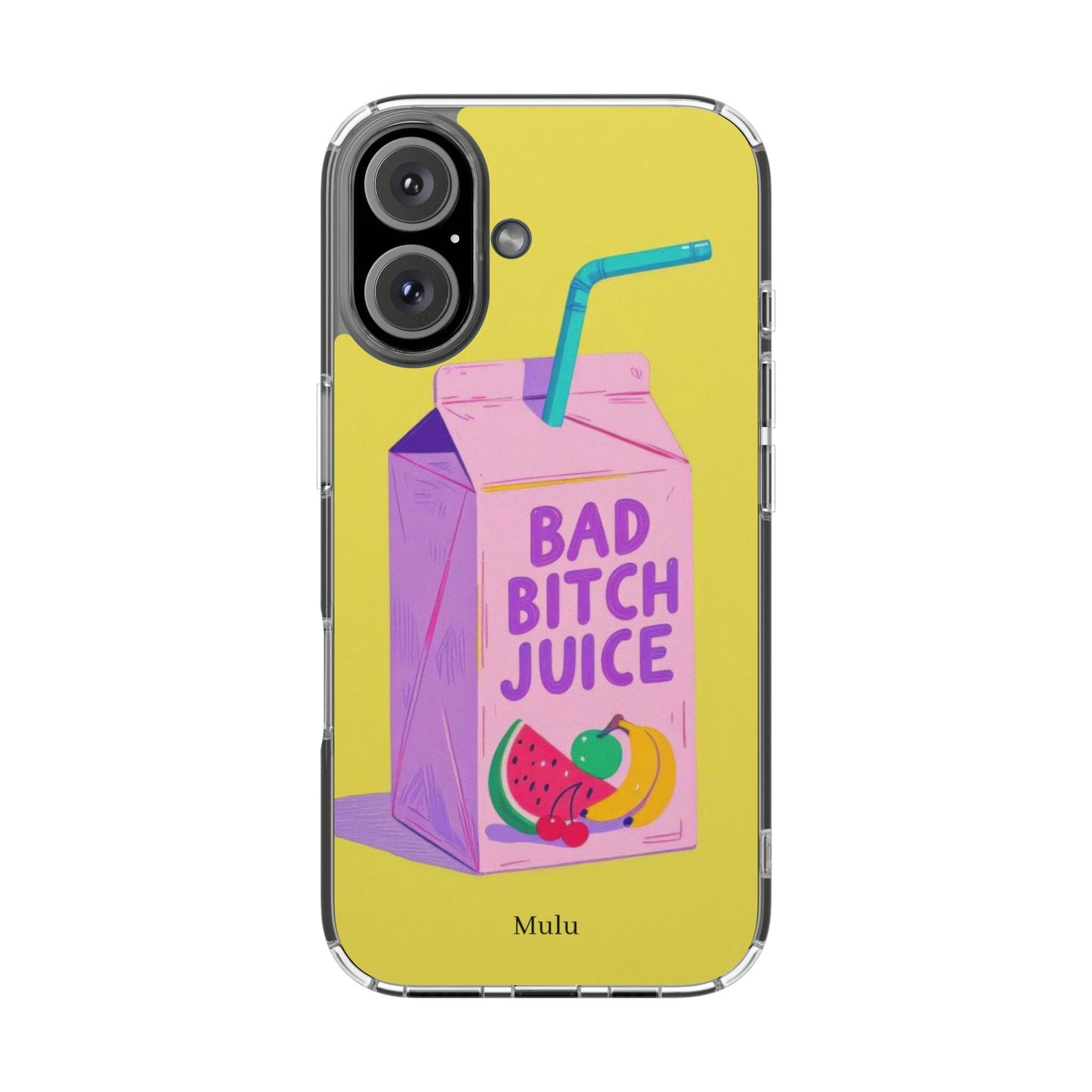Clear Impact-Resistant Phone Case — "Bad Bitch Juice" Cartoon Juice Box Design