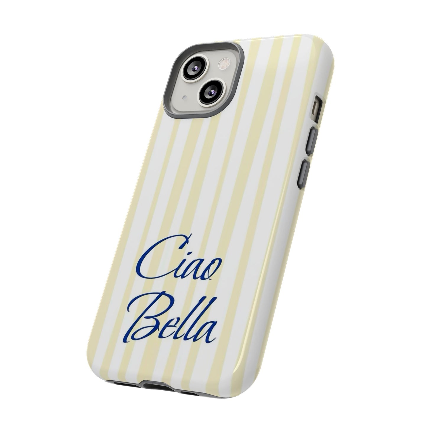 Ciao Bella Phone Case – Striped Elegant Italian Script Protective Cover