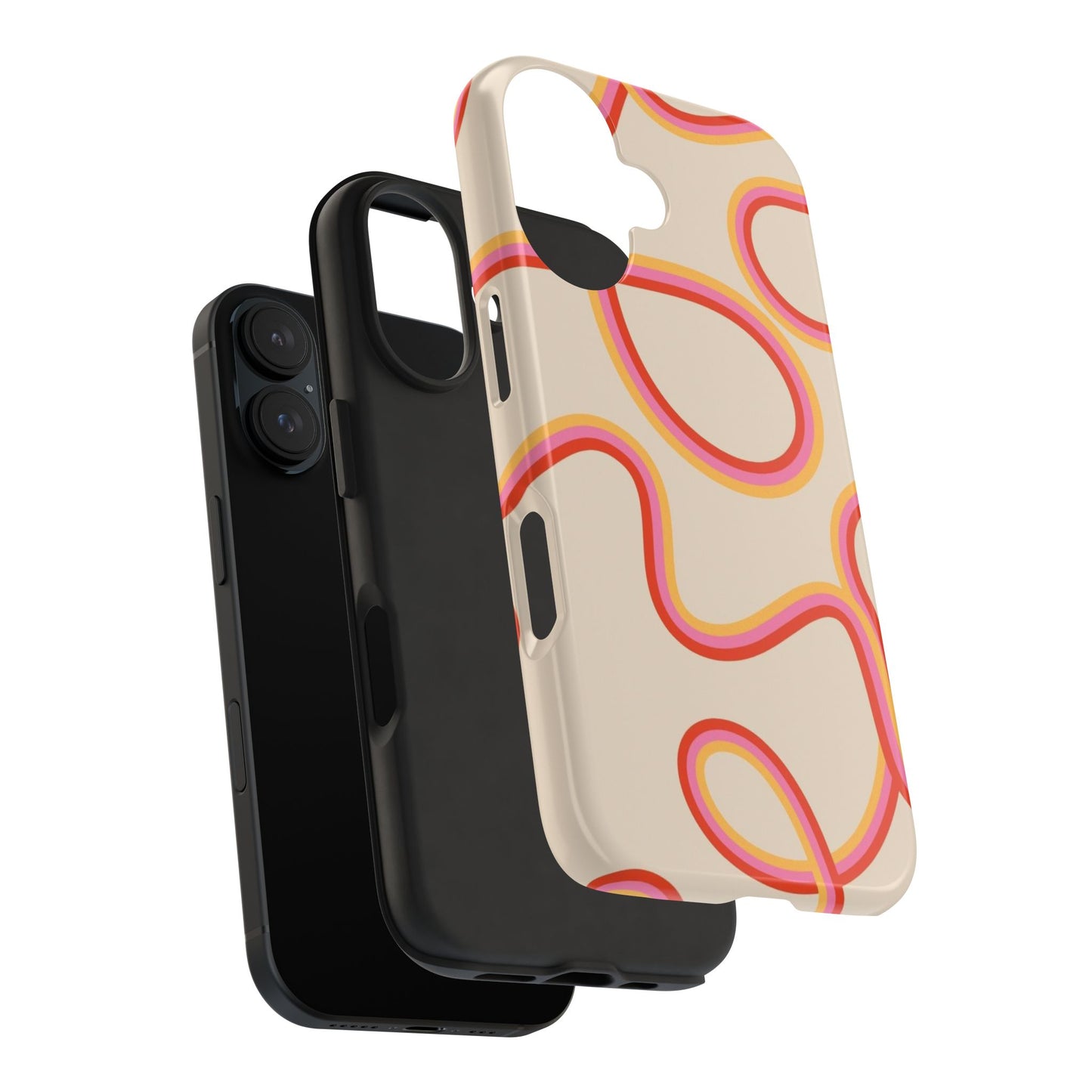 Retro Swirl Tough Phone Case — Beige Pink Orange Abstract Protection