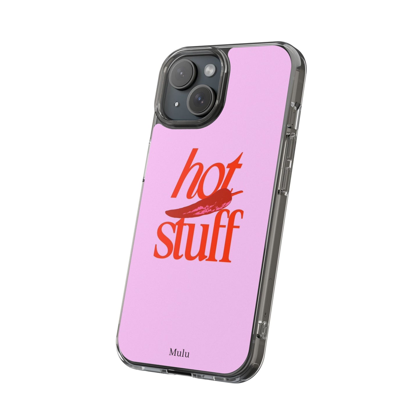 Hot Stuff Clear Impact Phone Case — Pink Retro Typography iPhone Cover