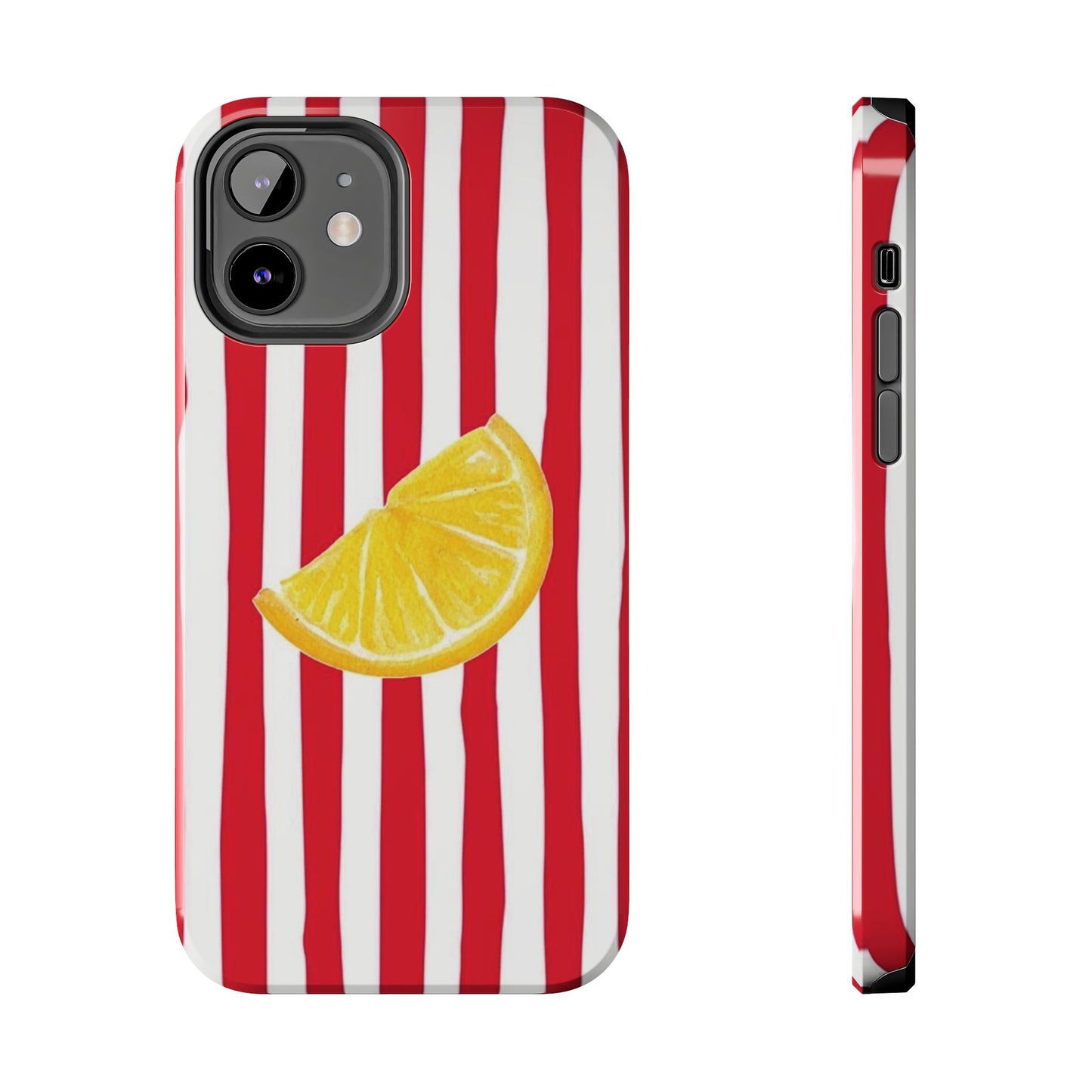 Lemon Slice Red & White Stripe Tough Phone Case