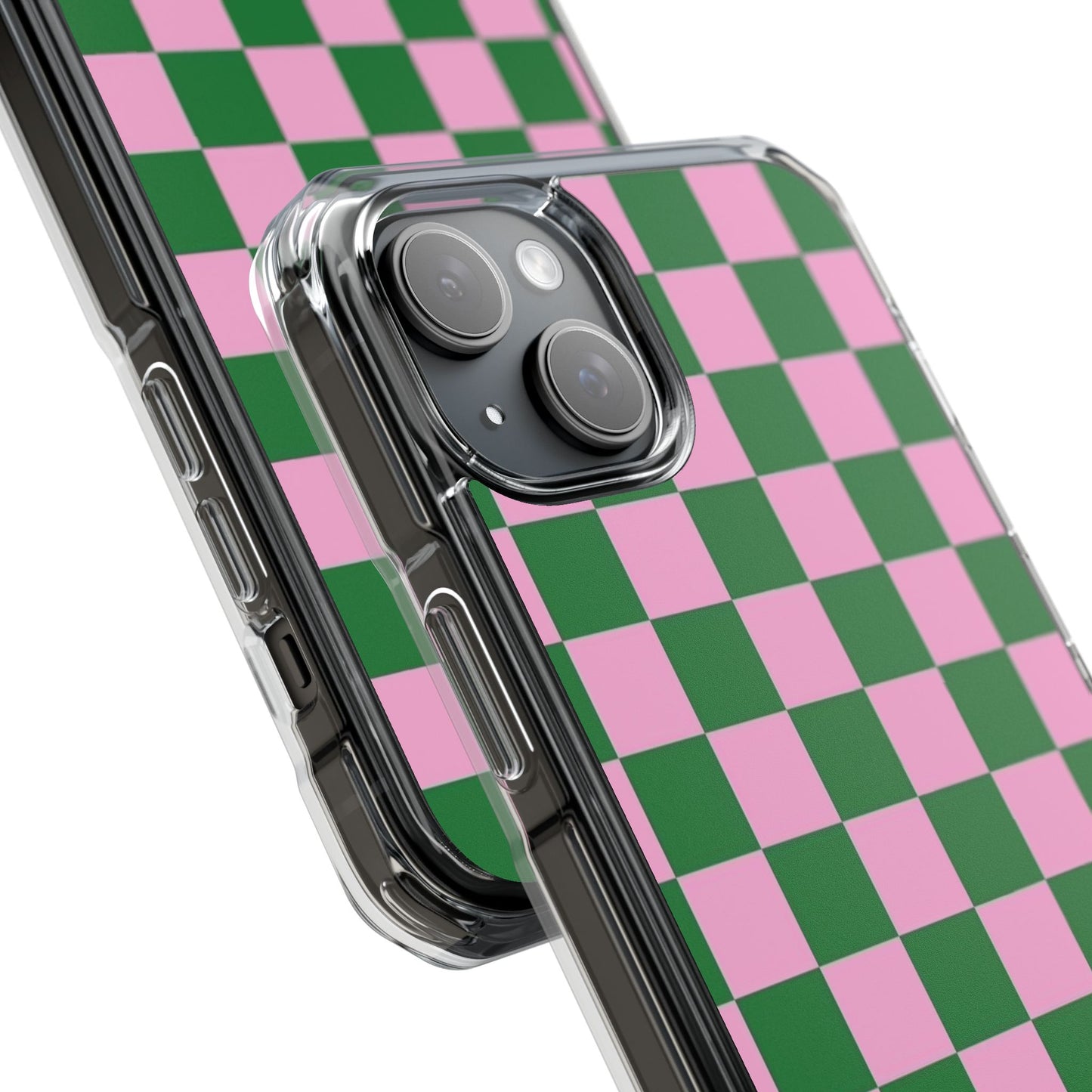 Pink & Green Checkerboard Magnetic Clear Phone Case
