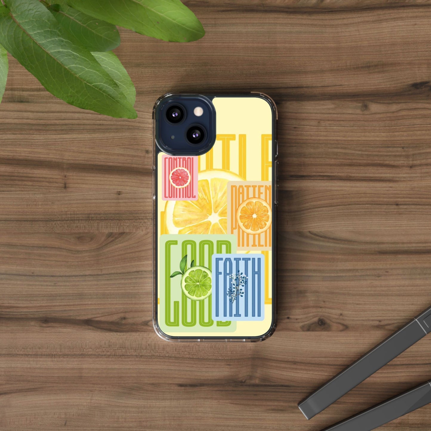 Clear Phone Case — Citrus Fruit Typography "Good Faith" Design