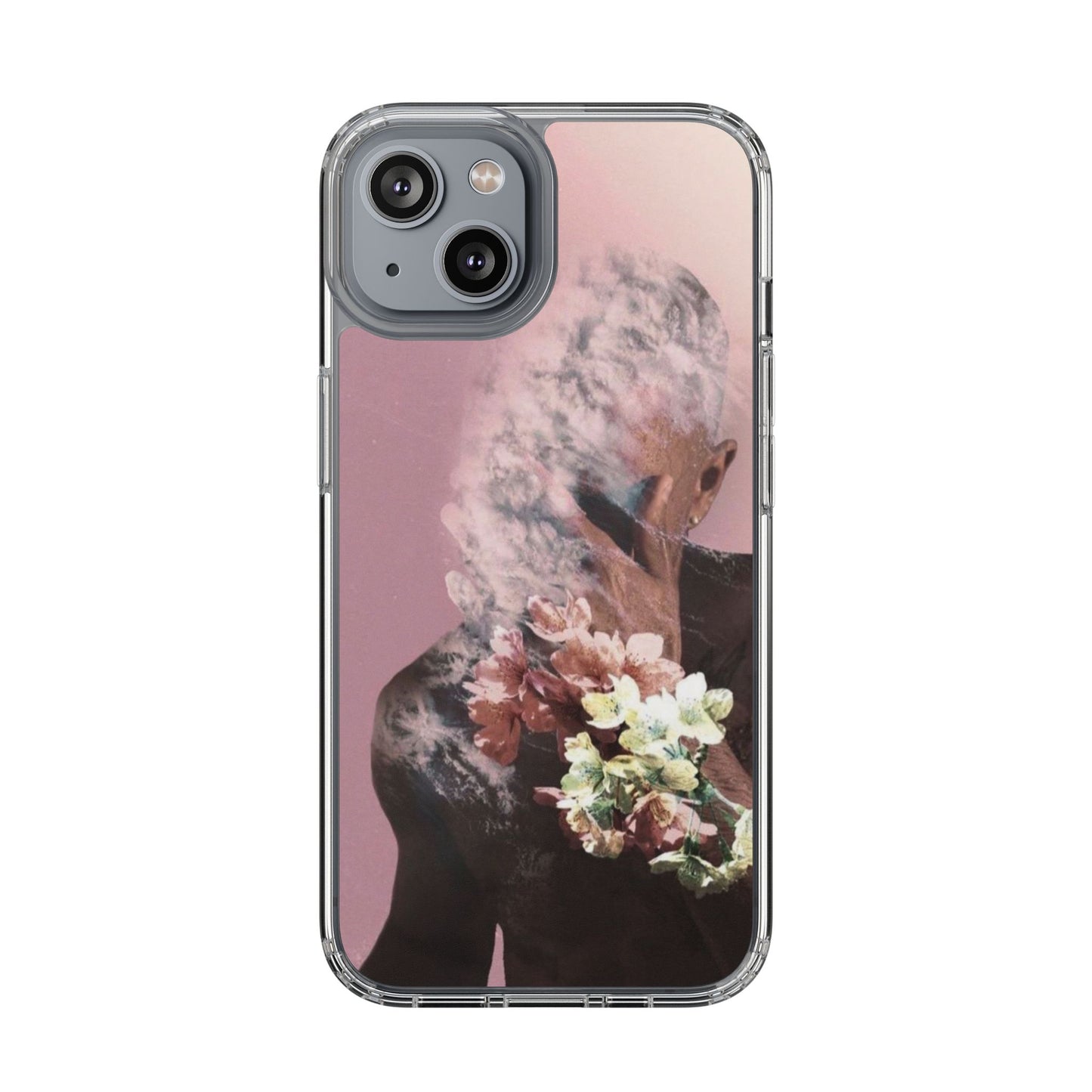 Clear Phone Case — Pink Floral Smoke Art iPhone Case