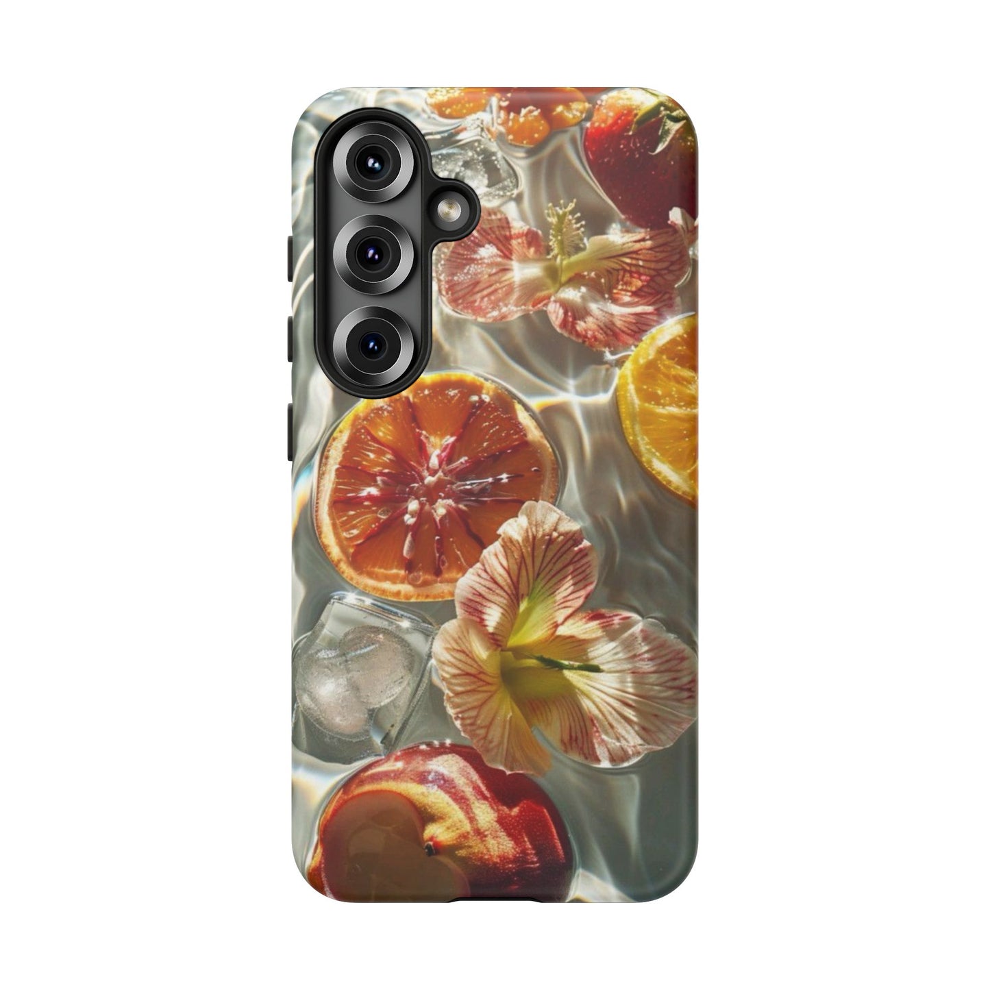 Citrus & Hibiscus Protective Phone Case – Summer Fruit Water Print Tough Case