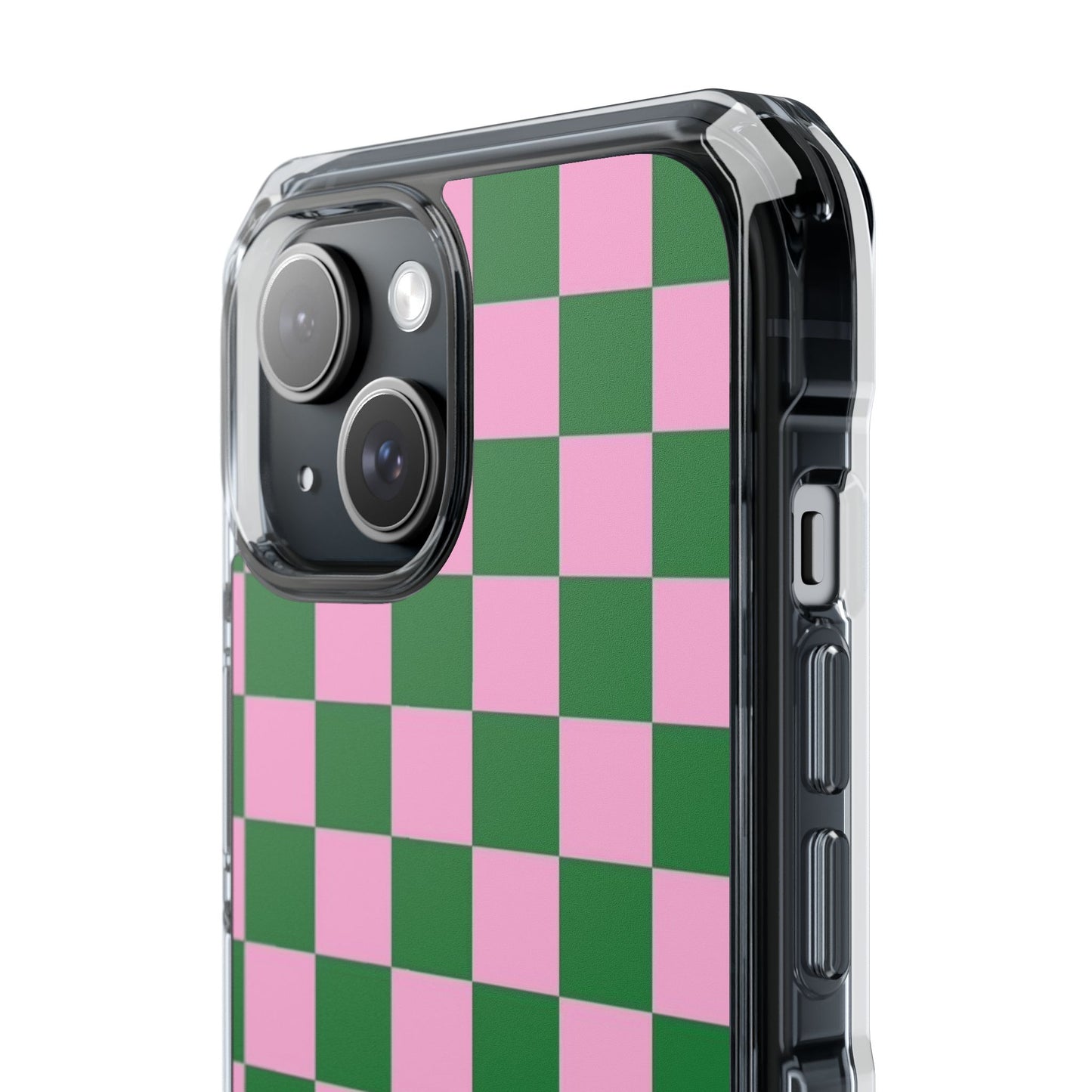 Pink & Green Checkerboard Magnetic Clear Phone Case