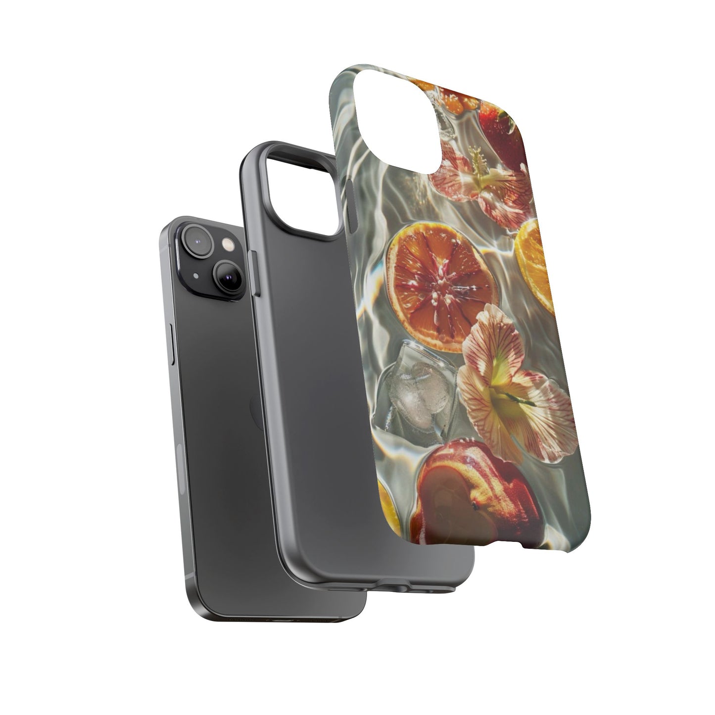 Citrus & Hibiscus Protective Phone Case – Summer Fruit Water Print Tough Case