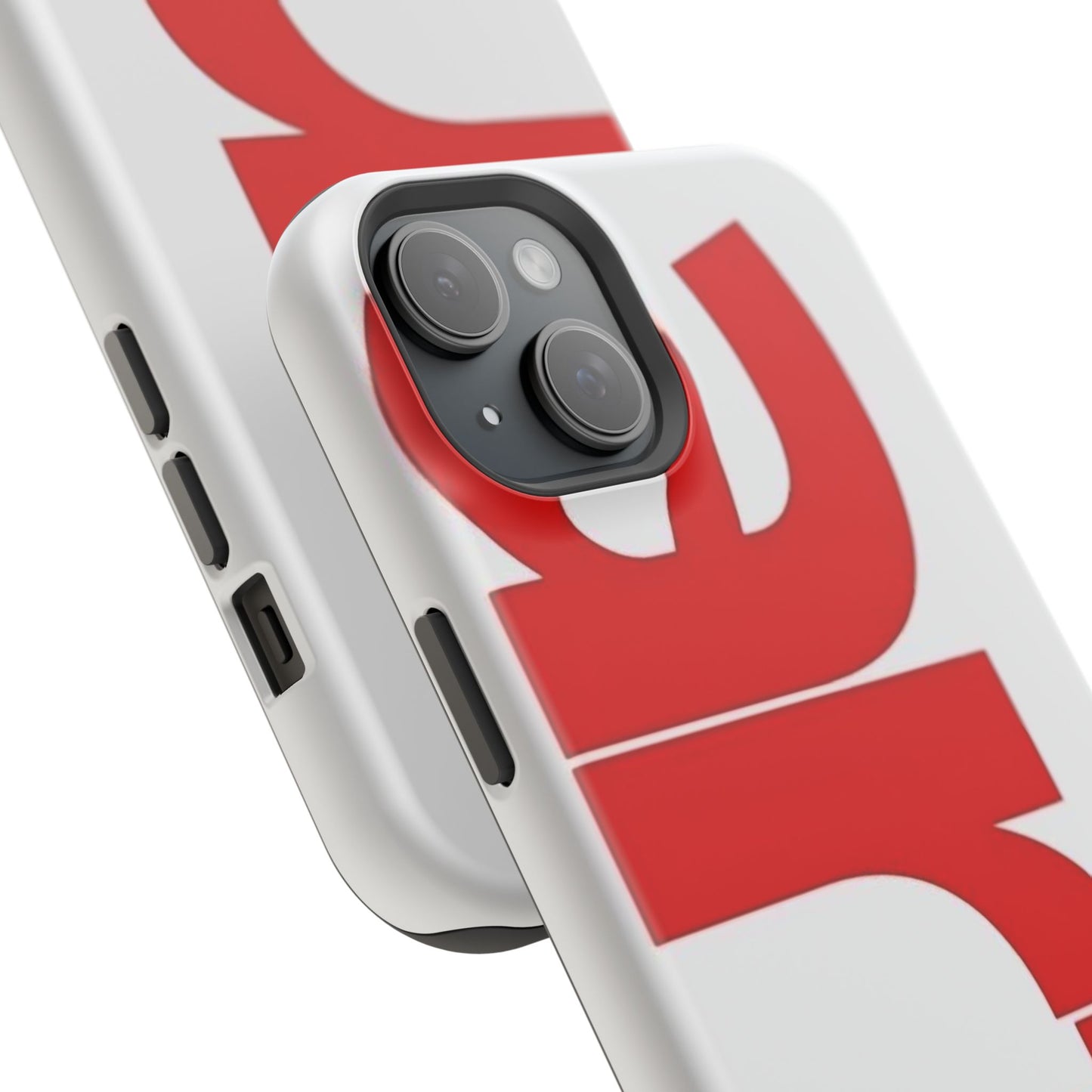 Magnetic Impact-Resistant Phone Case — Bold Red Typographic Design