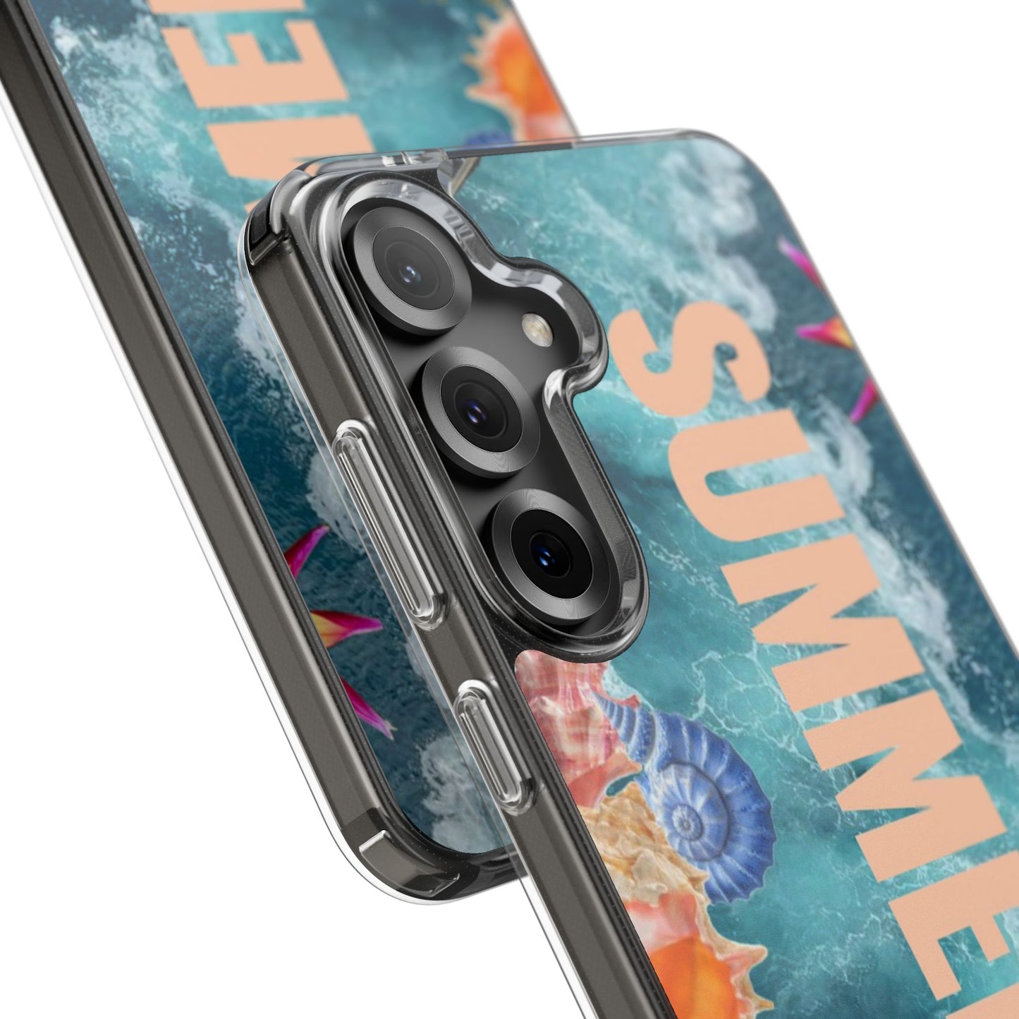 Summer Floral Clear Impact Phone Case — "SUMMER" Tropical Hibiscus Design