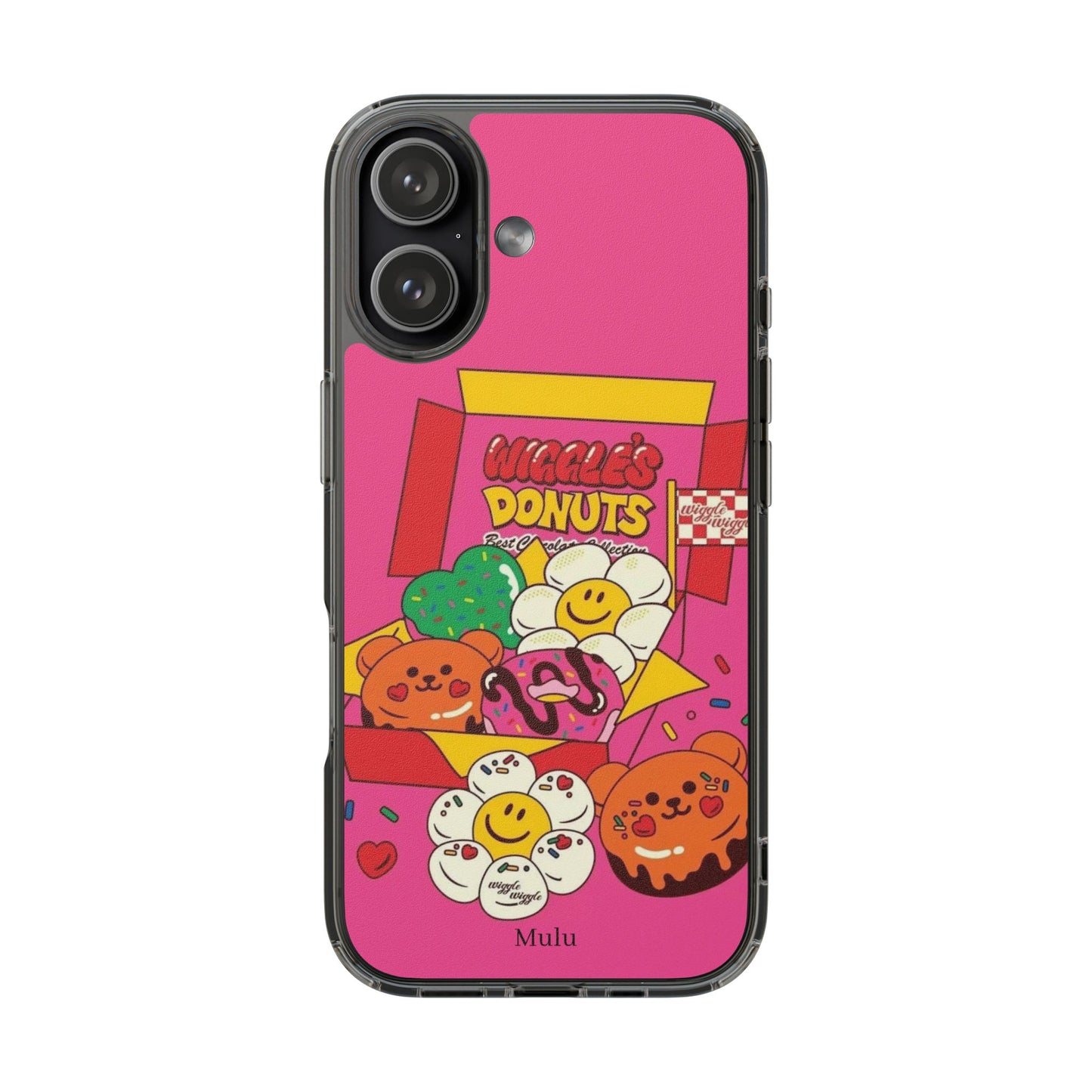 Donut Box Cute Phone Case — Clear Impact‑Resistant iPhone Cover with Smiling Donuts