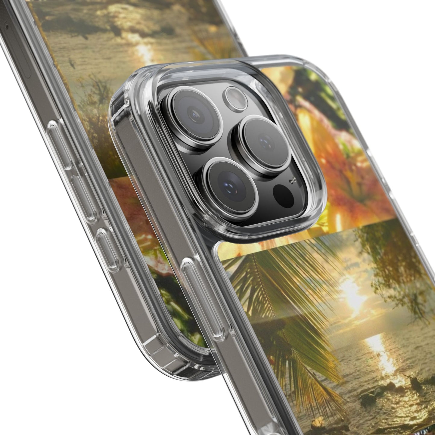 Tropical Sunset Phone Case — Floral Surfboard Clear iPhone Case