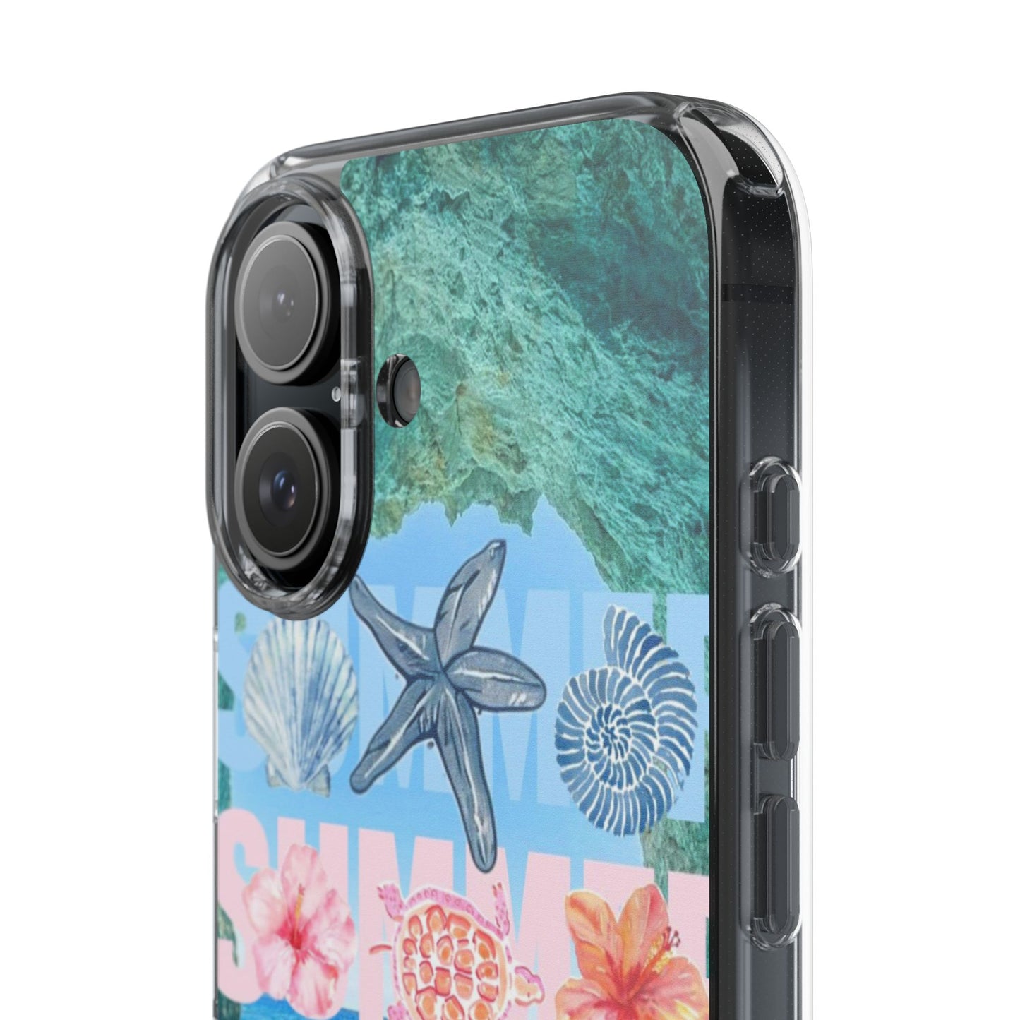 Clear Summer Beach Phone Case — Impact‑Resistant Tropical Design