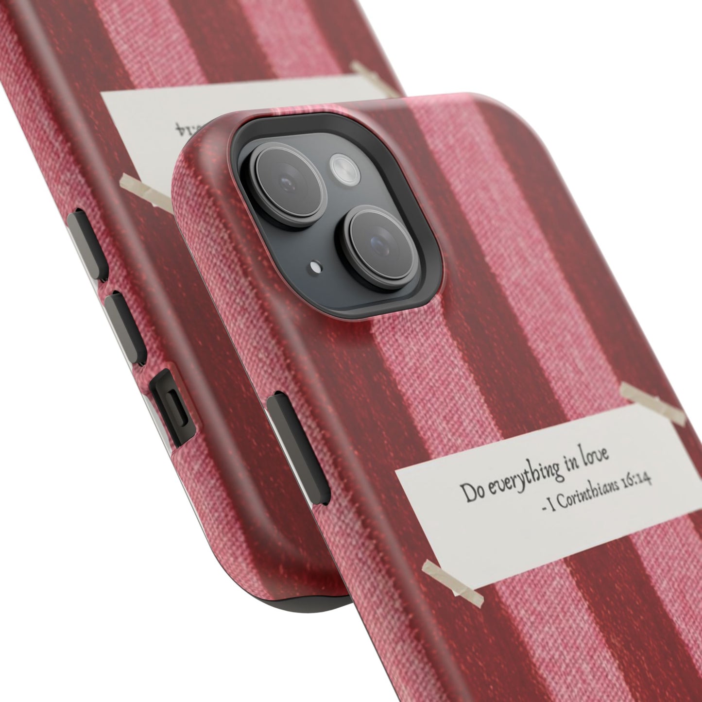 Christian Quote Red Stripe Phone Case — “Do everything in love” Magnetic Impact-Resistant Case