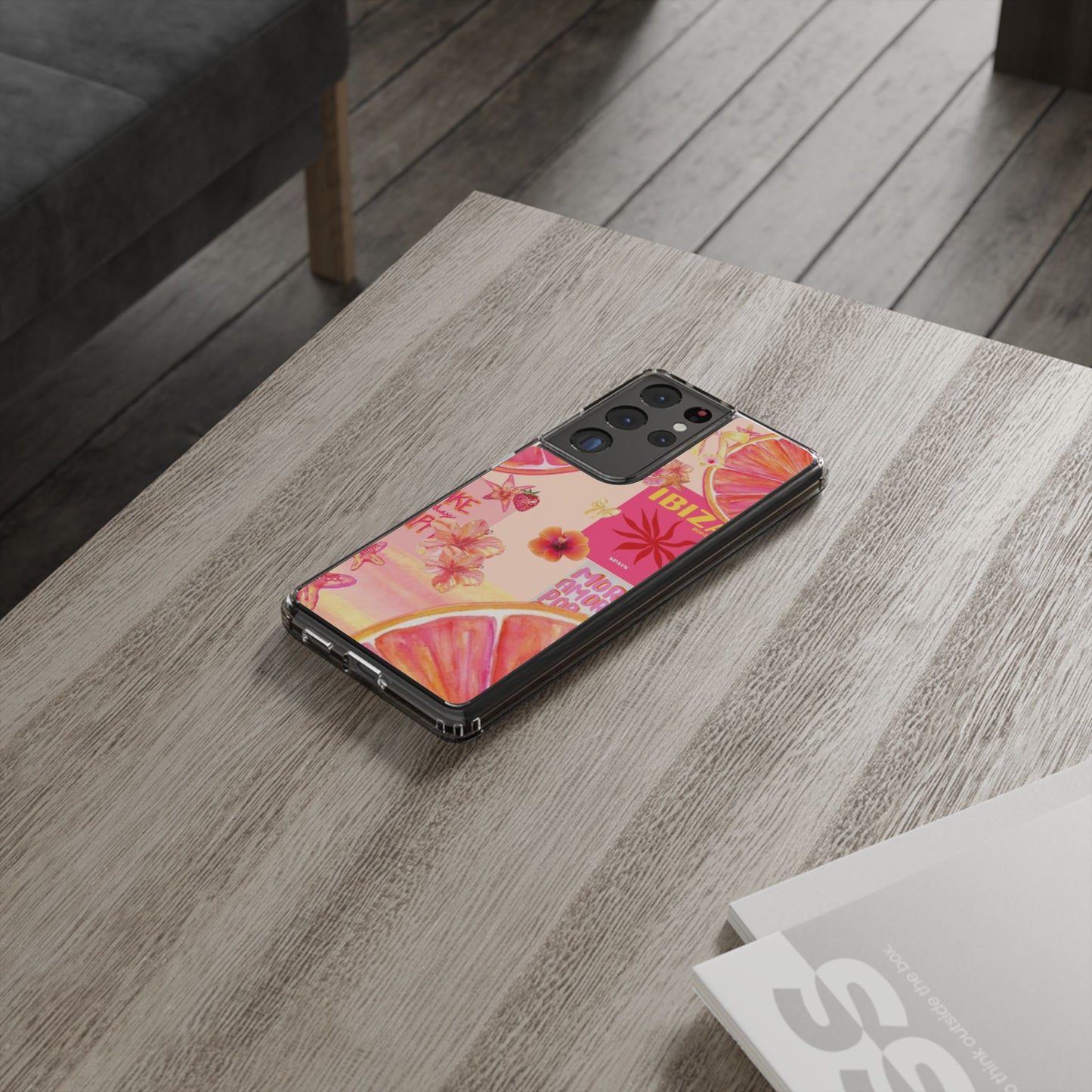 Clear Impact Phone Case — Pink Ibiza Citrus Floral Design