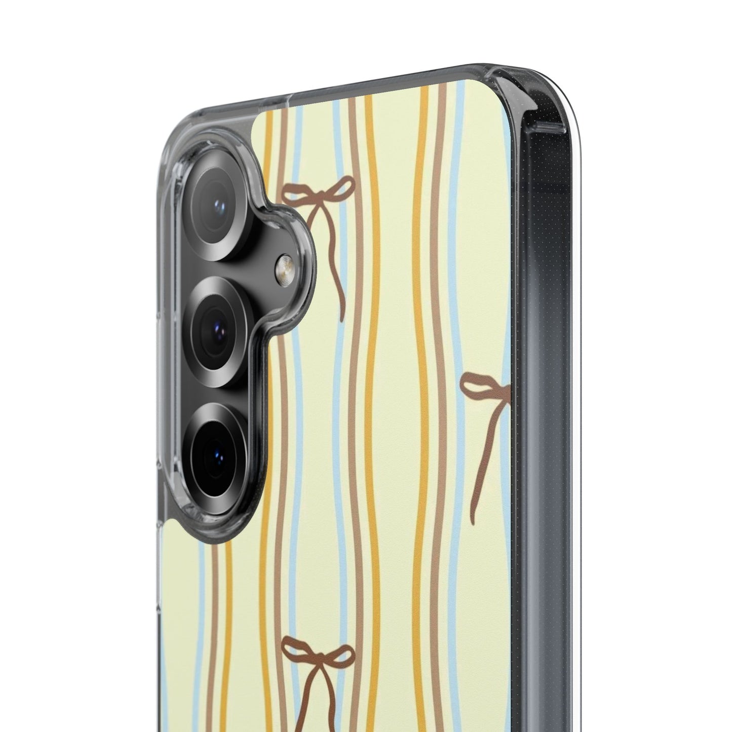 Ballet Ribbon Stripe Clear Impact Phone Case — Pastel Yellow Protective Cover