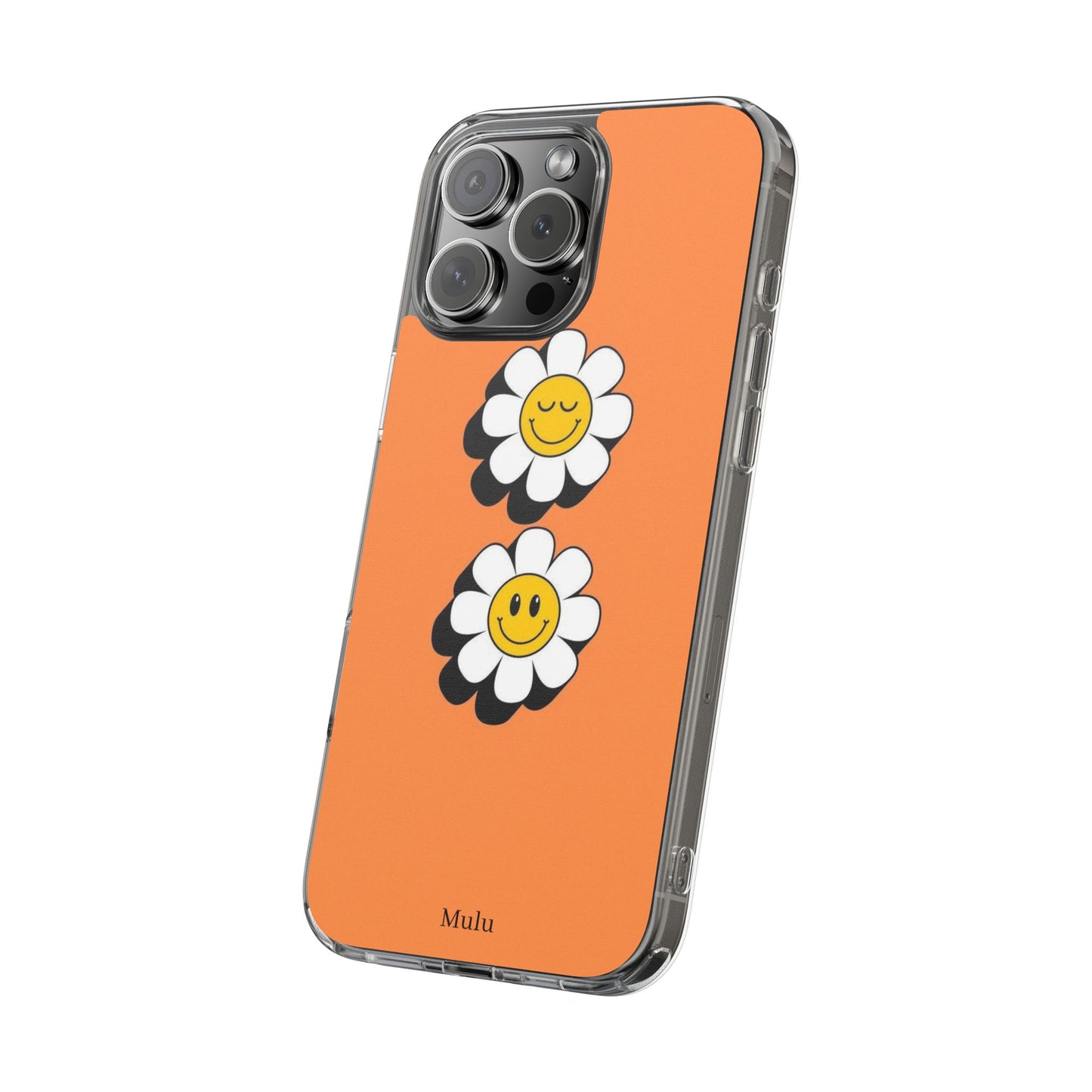 Phone Case — Orange Smiley Daisy Clear Impact‑Resistant Case