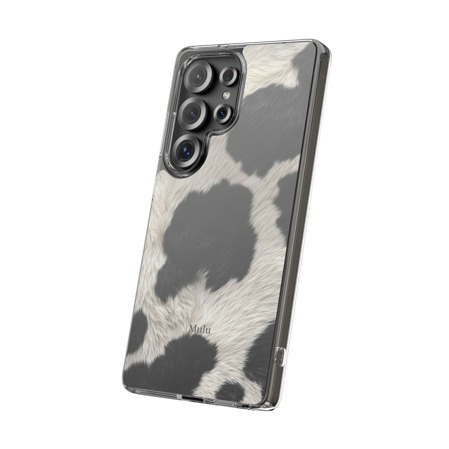 Cow Print Clear Impact Phone Case — Faux Fur Black & White Protection