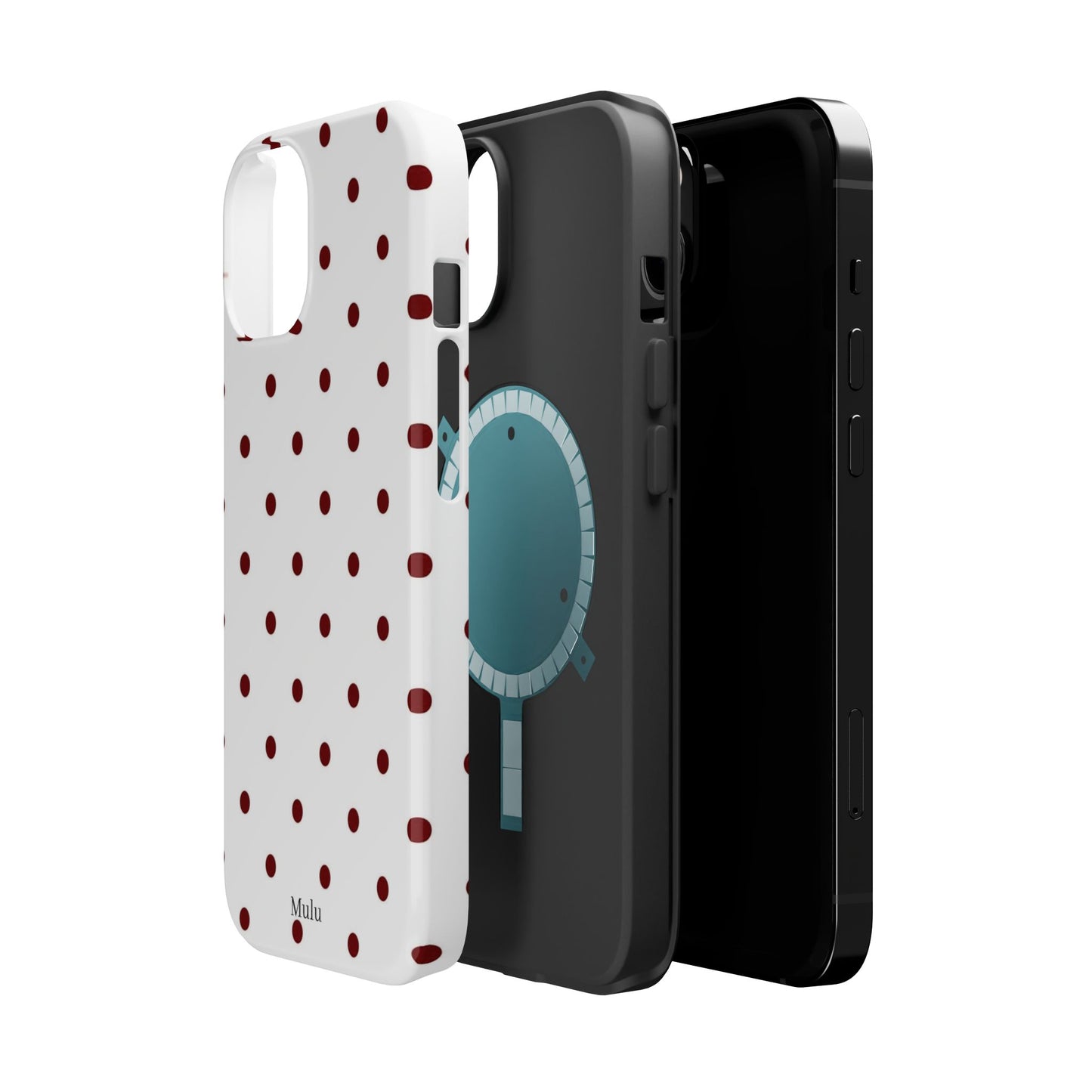 Polka Dot Magnetic Impact-Resistant Phone Case — Red Dots on White