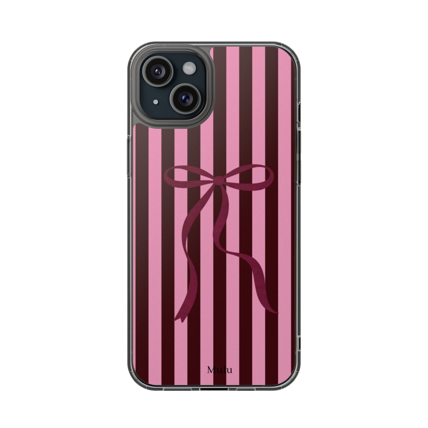 Pink Striped Ribbon Clear Impact-Resistant Phone Case