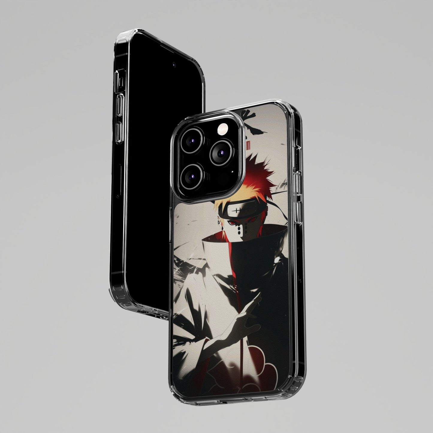 Clear Impact-Resistant Phone Case — Anime Akatsuki Shadow Design