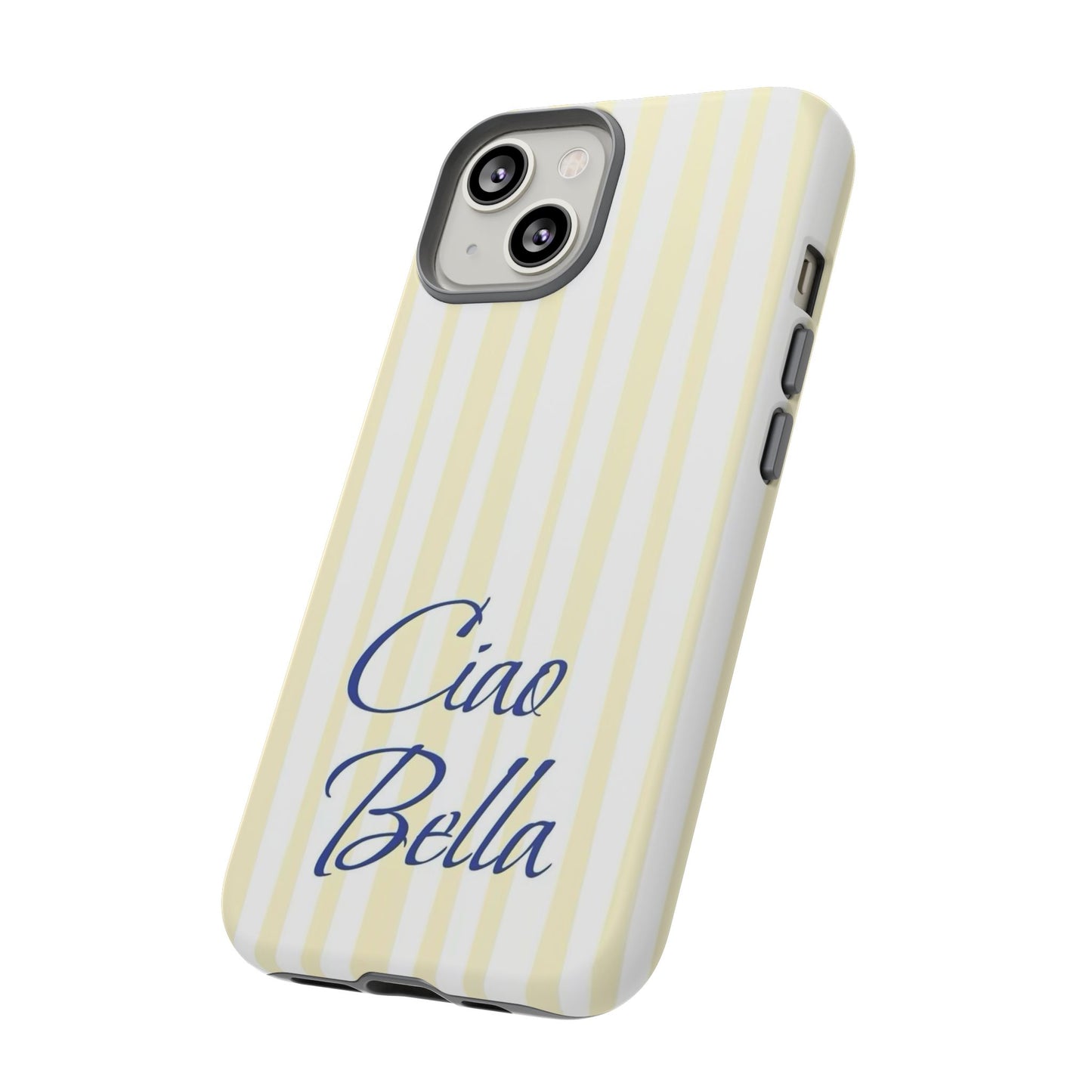 Ciao Bella Phone Case – Striped Elegant Italian Script Protective Cover