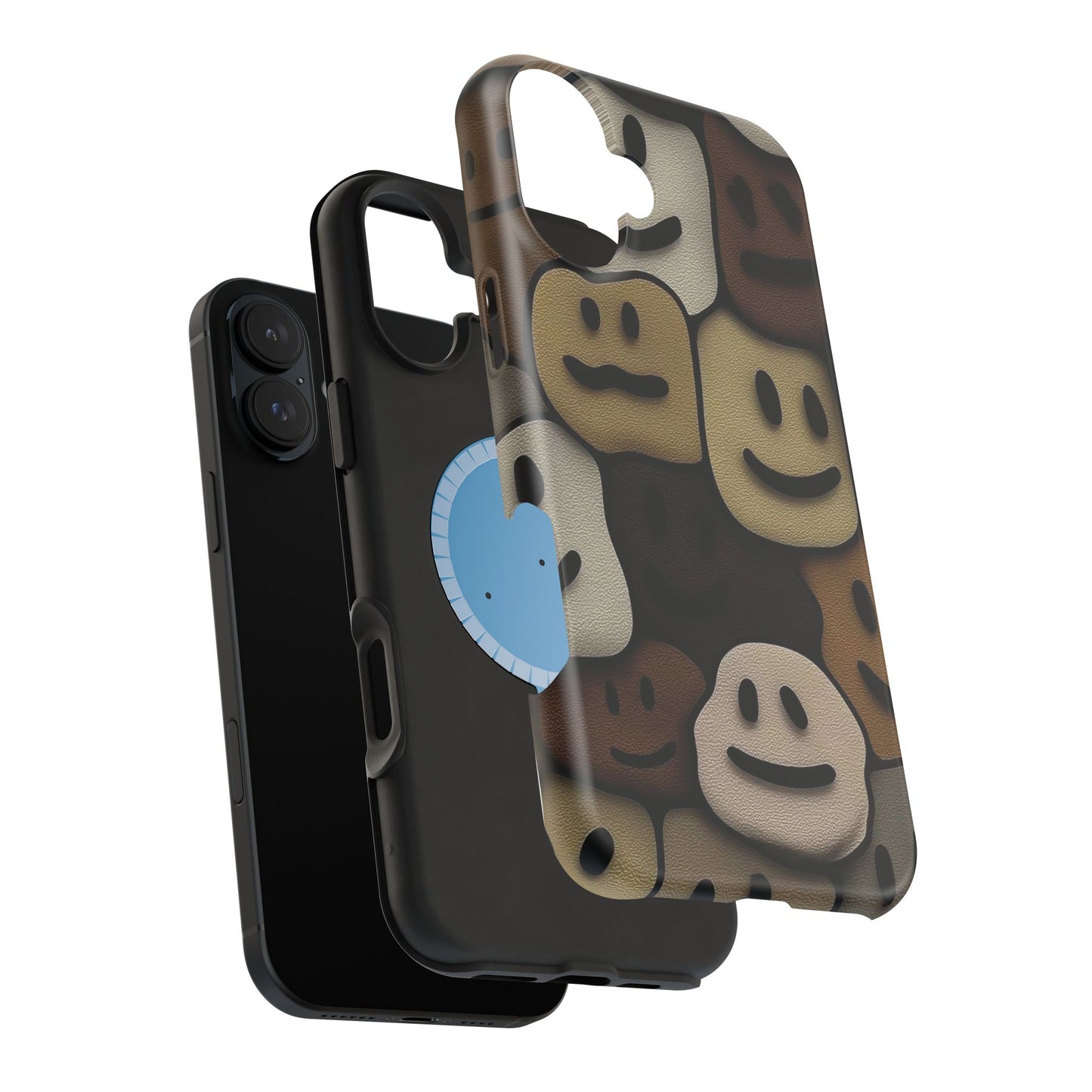 Magnetic Impact-Resistant Case — Brown Smiley Tile Phone Cover