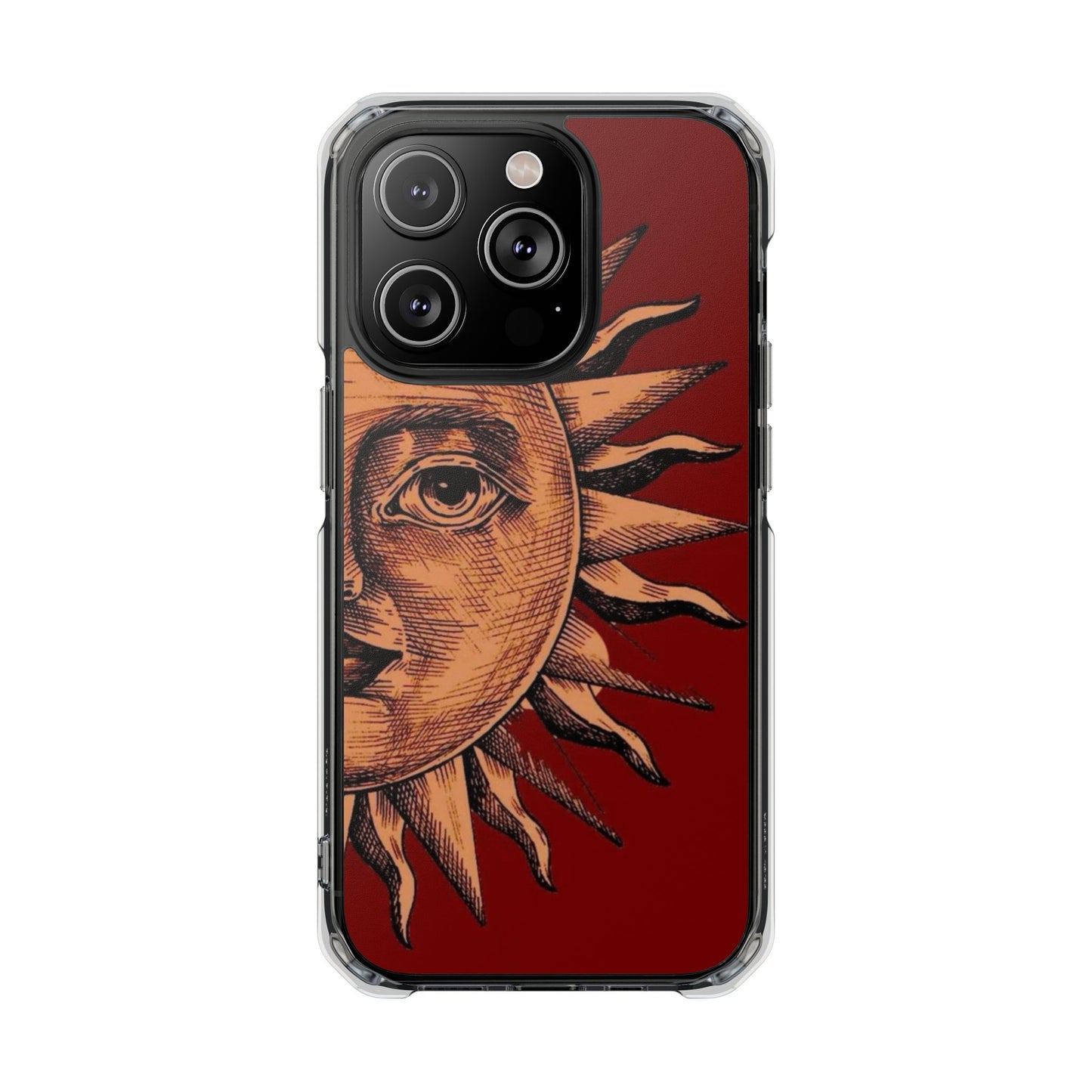Vintage Sun Illustration Magnetic Clear Impact Phone Case