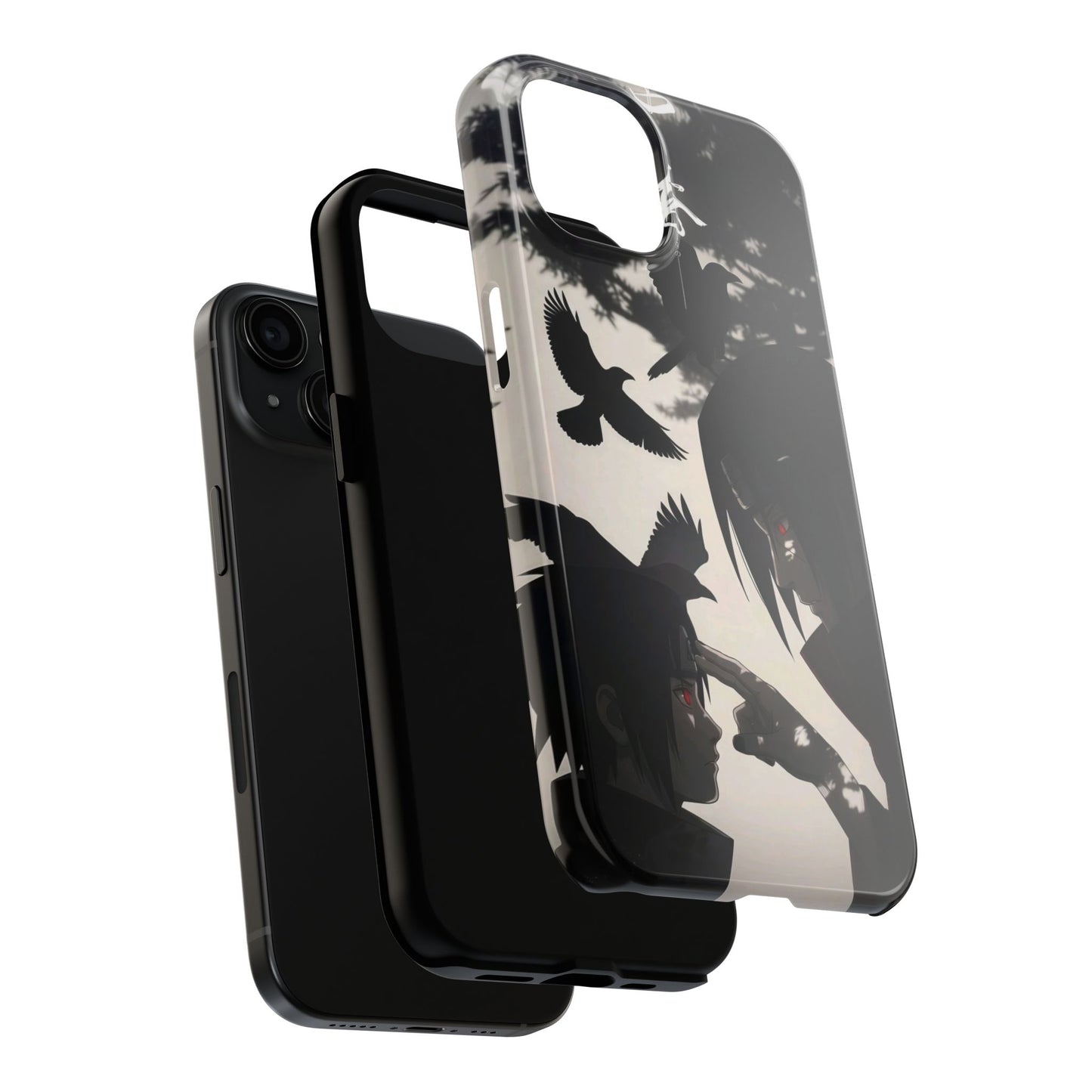 Anime Raven Silhouette Phone Case — Dark Red Eye Tough Protective Case