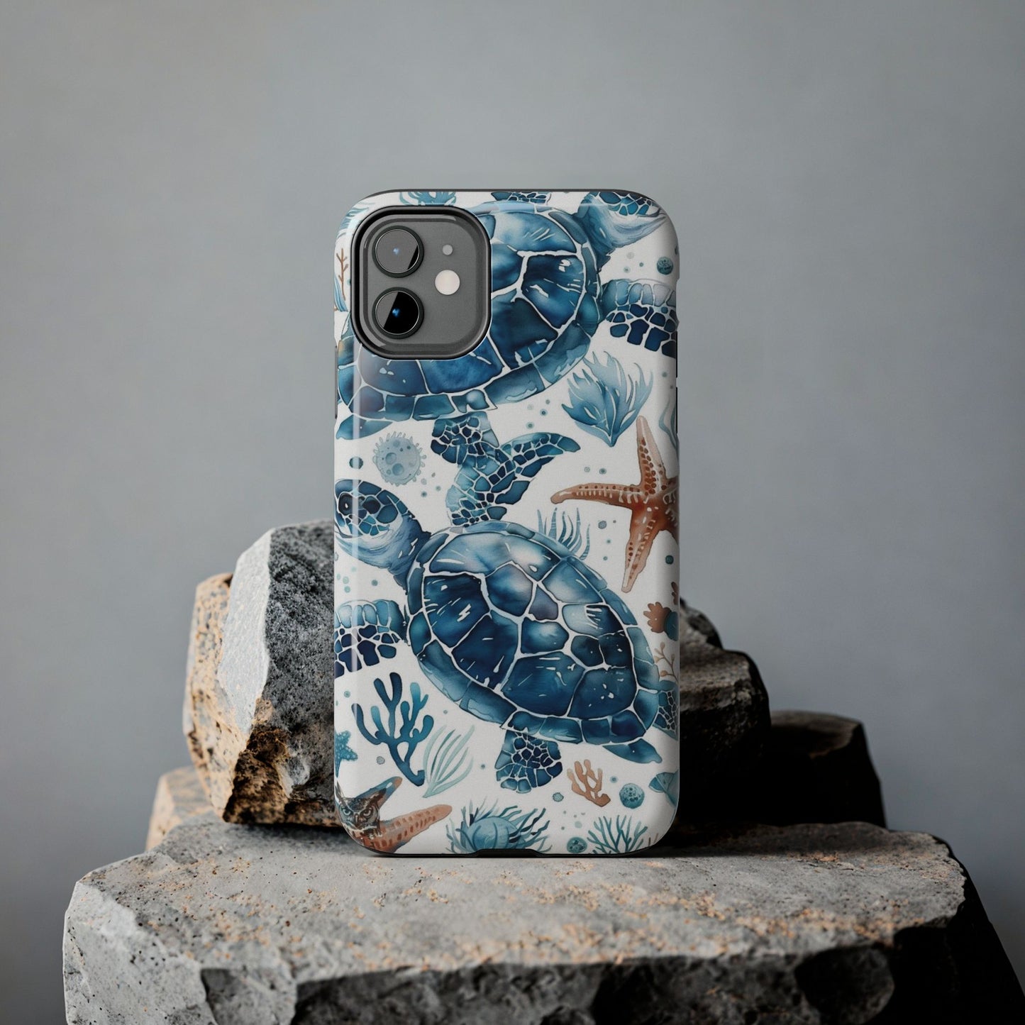 Sea Turtle Tough Phone Case — Blue Ocean Marine Life Protective Cover