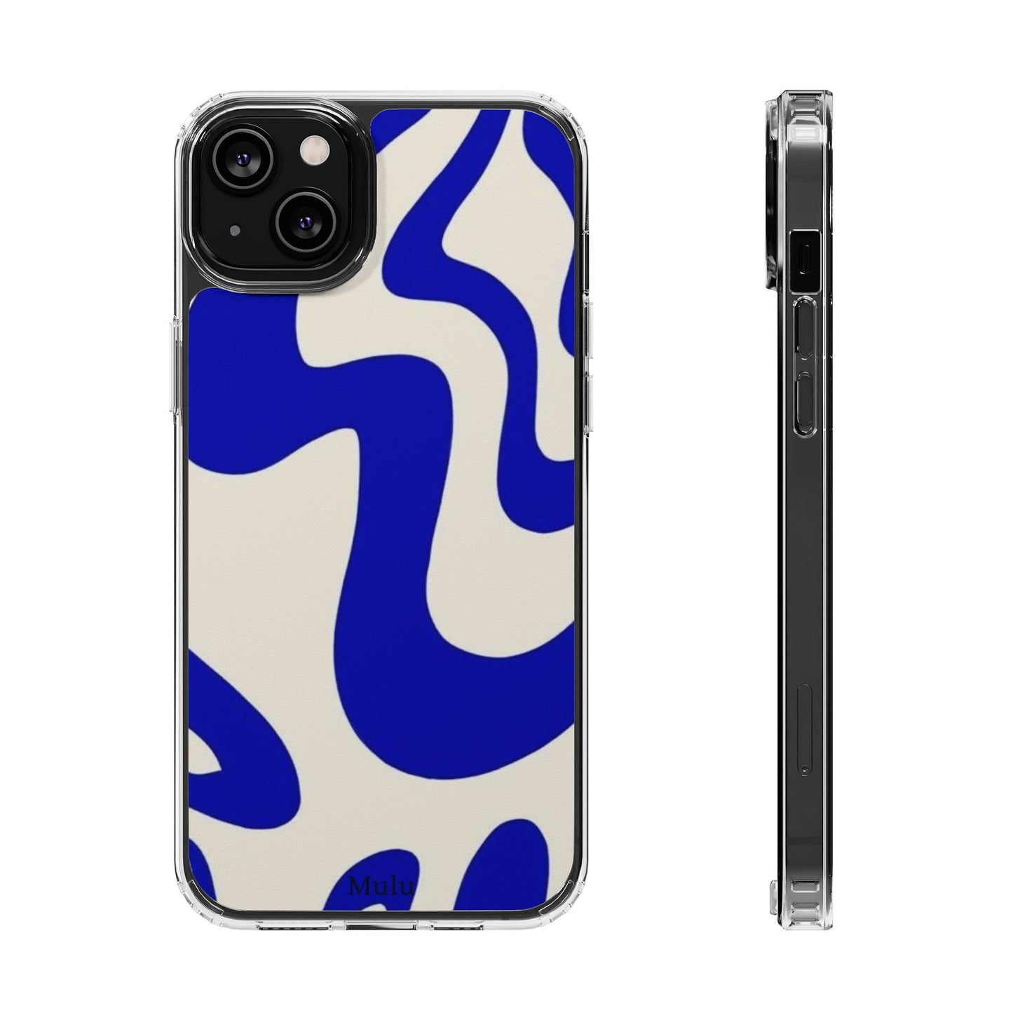 Clear Impact-Resistant Case — Blue Abstract Wavy Pattern