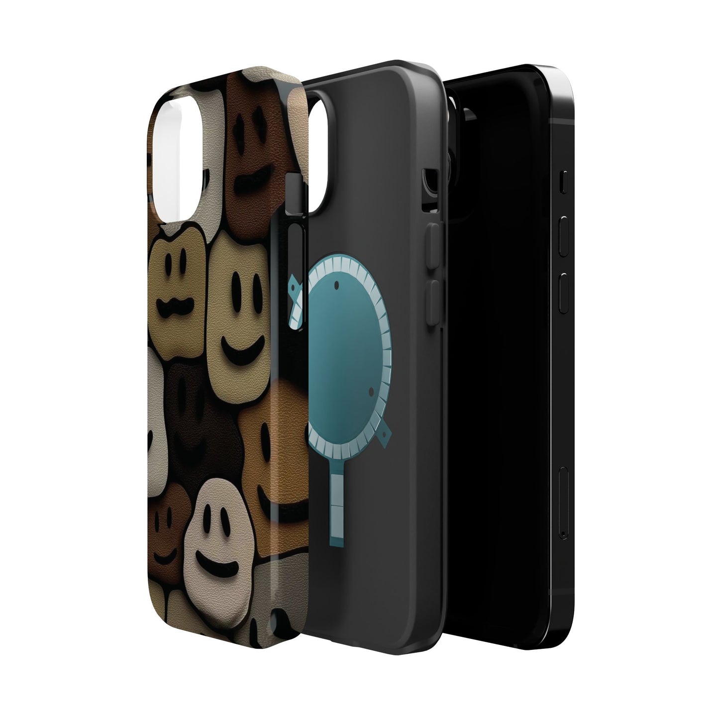 Magnetic Impact-Resistant Case — Brown Smiley Tile Phone Cover