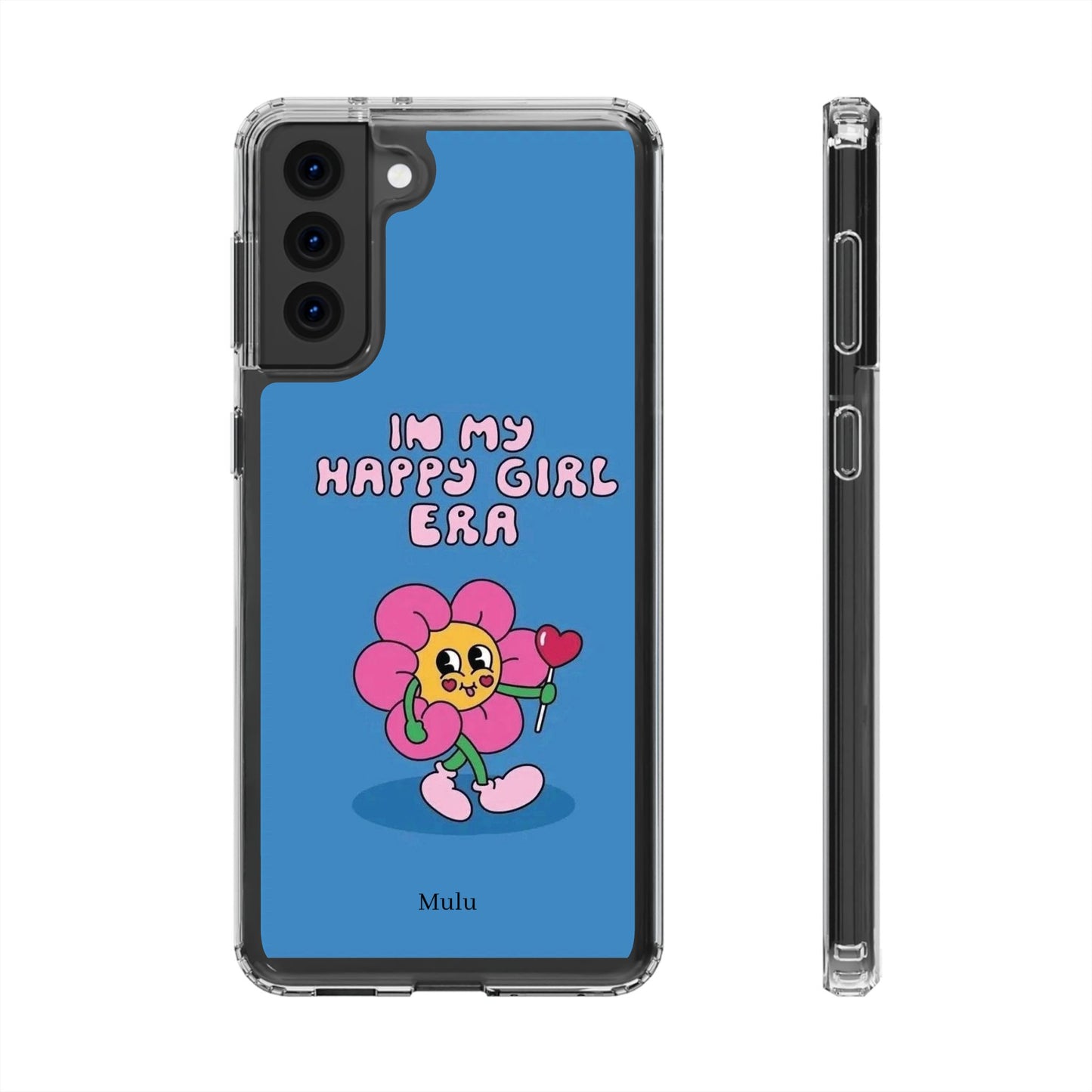 Clear Impact-Resistant Phone Case — “I’m My Happy Girl Era” Cute Flower Design
