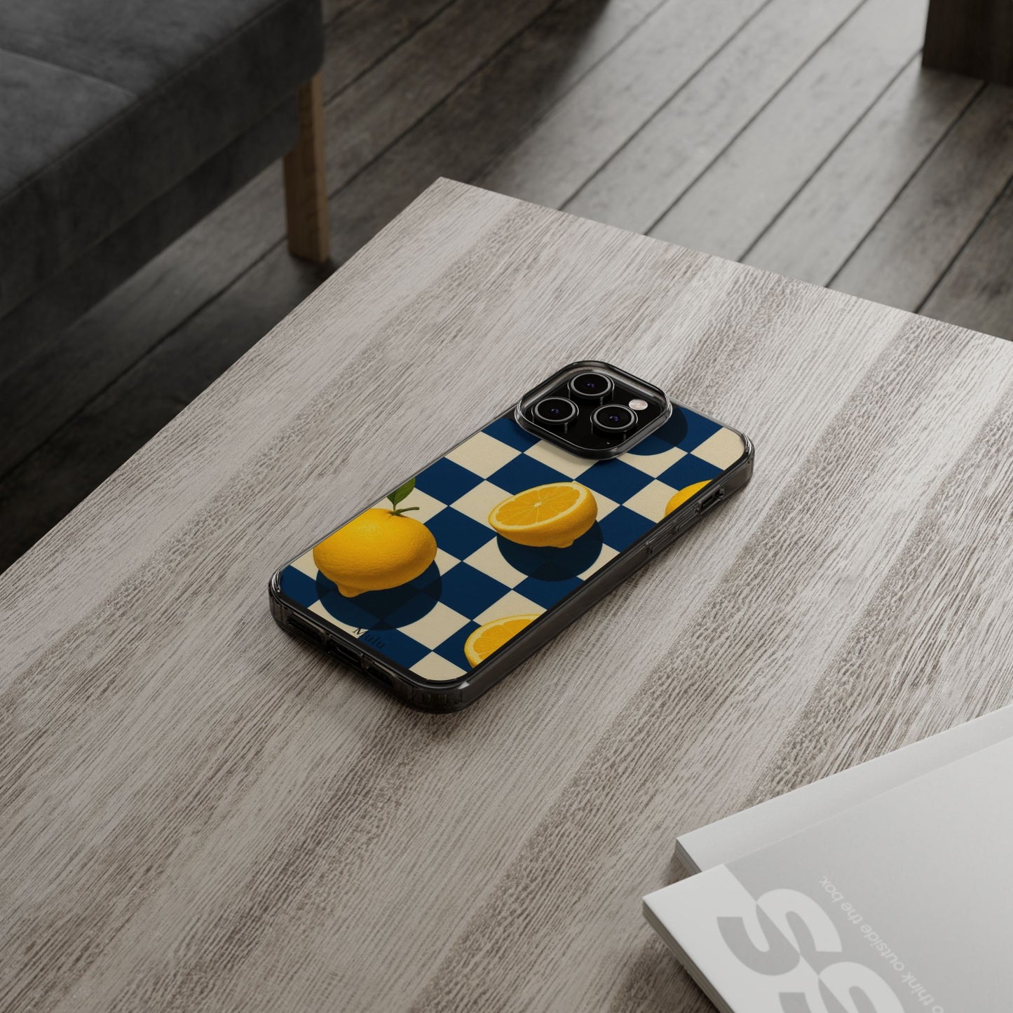 Clear Impact-Resistant Case — Retro Checkered Lemons Phone Case