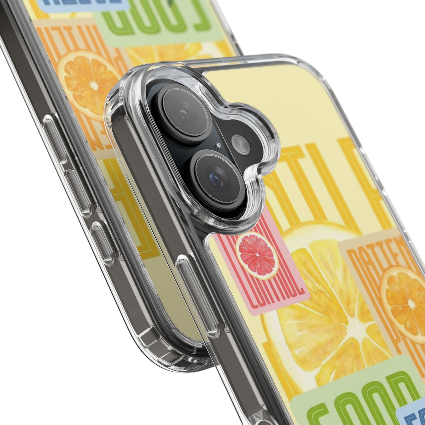 Clear Phone Case — Citrus Fruit Typography "Good Faith" Design