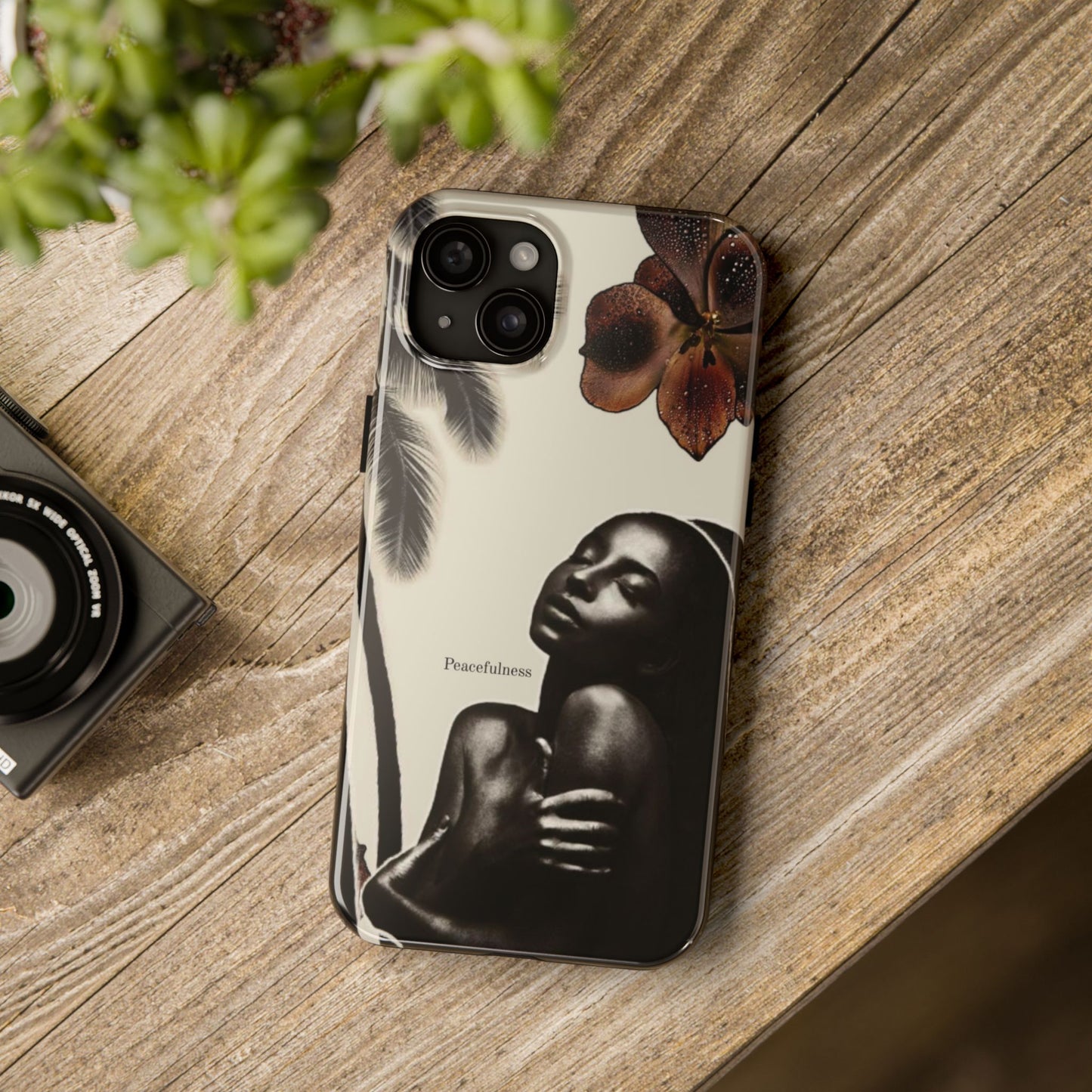 Tough Phone Case — "Peacefulness" Artistic Black Woman Floral Design