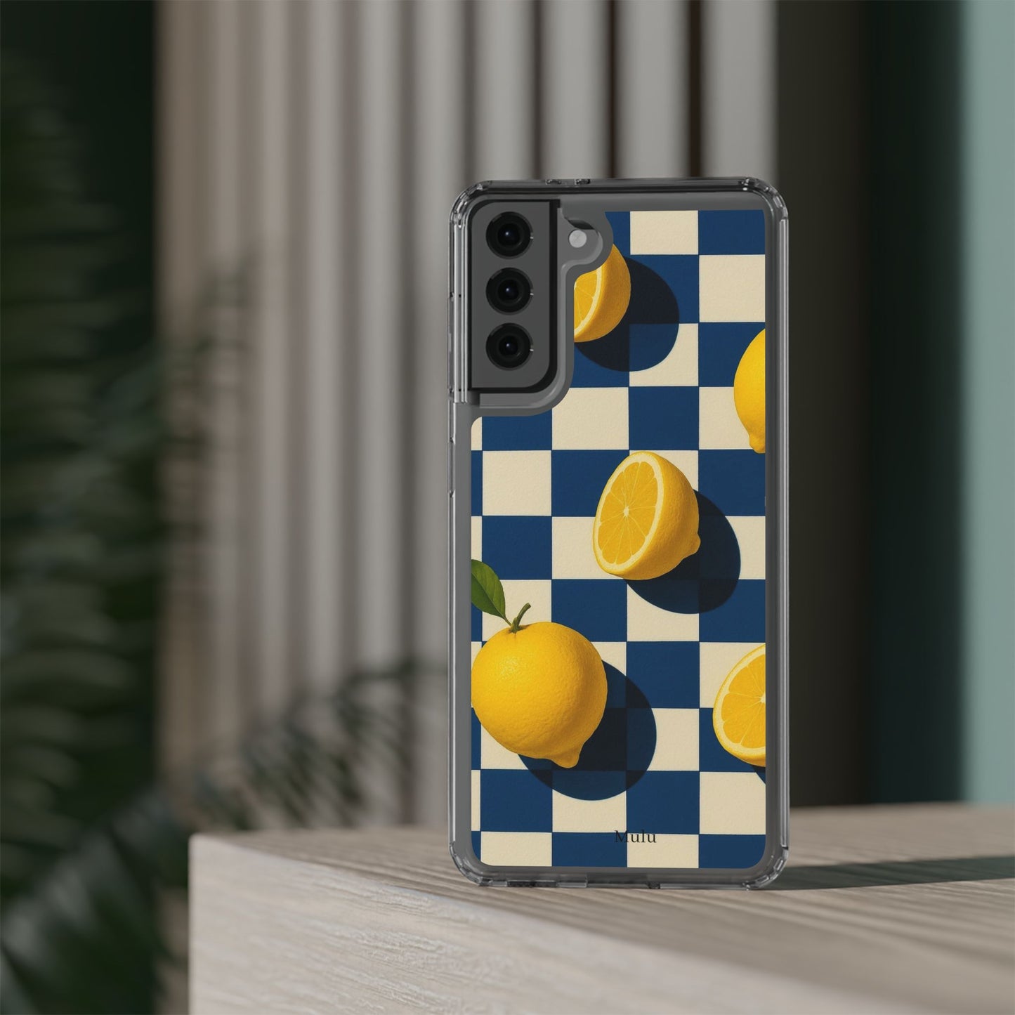 Clear Impact-Resistant Case — Retro Checkered Lemons Phone Case