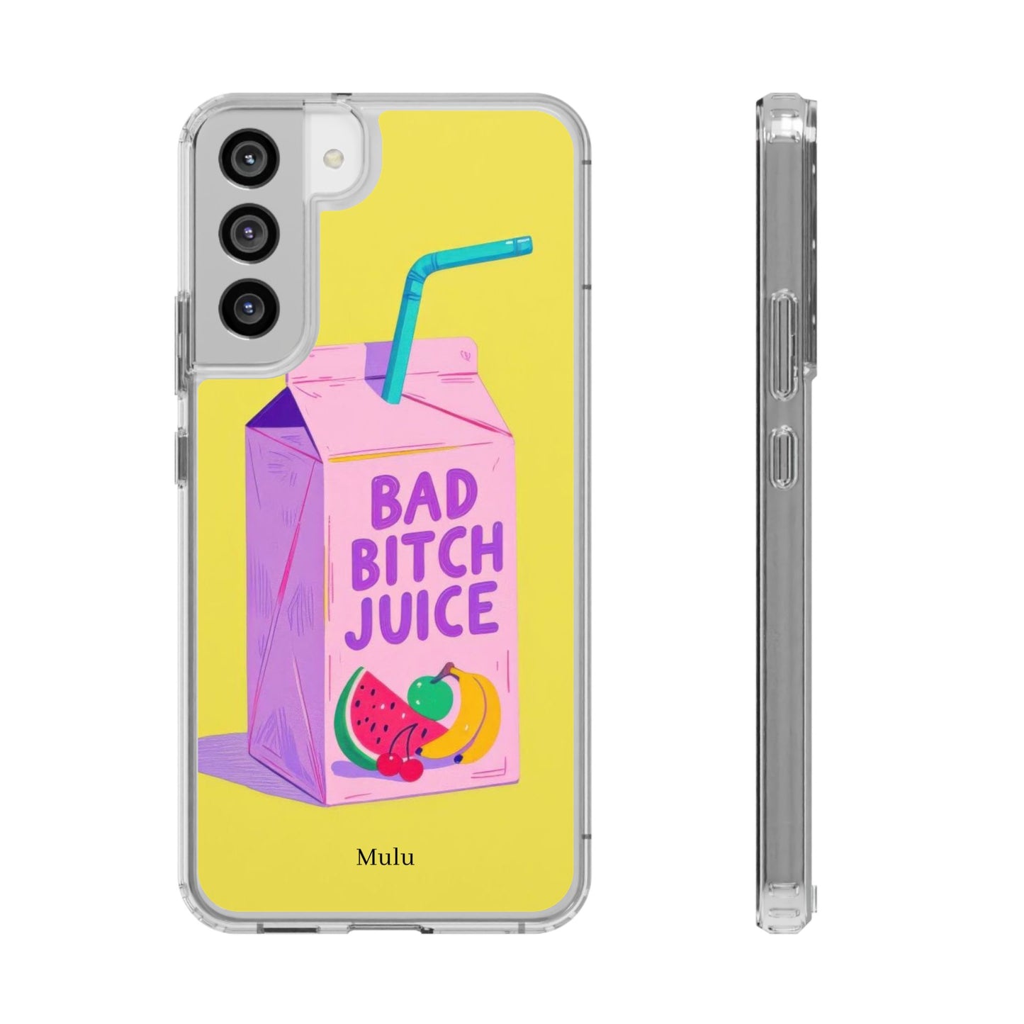 Clear Impact-Resistant Phone Case — "Bad Bitch Juice" Cartoon Juice Box Design