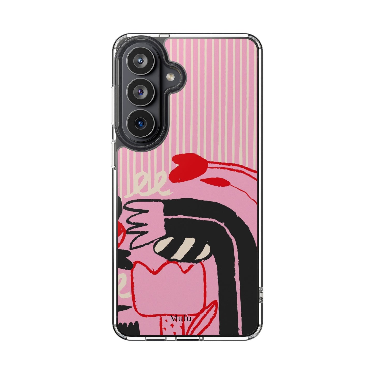 Clear Impact-Resistant Case — Pink Cute Heart Cartoon Design