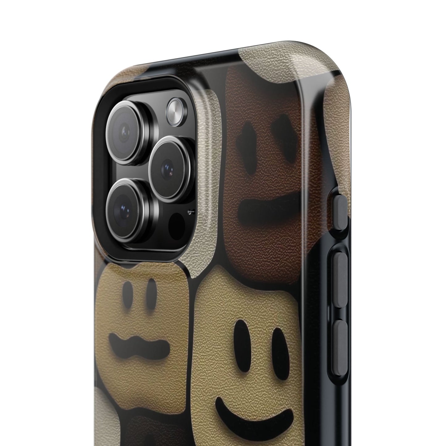 Magnetic Impact-Resistant Case — Brown Smiley Tile Phone Cover