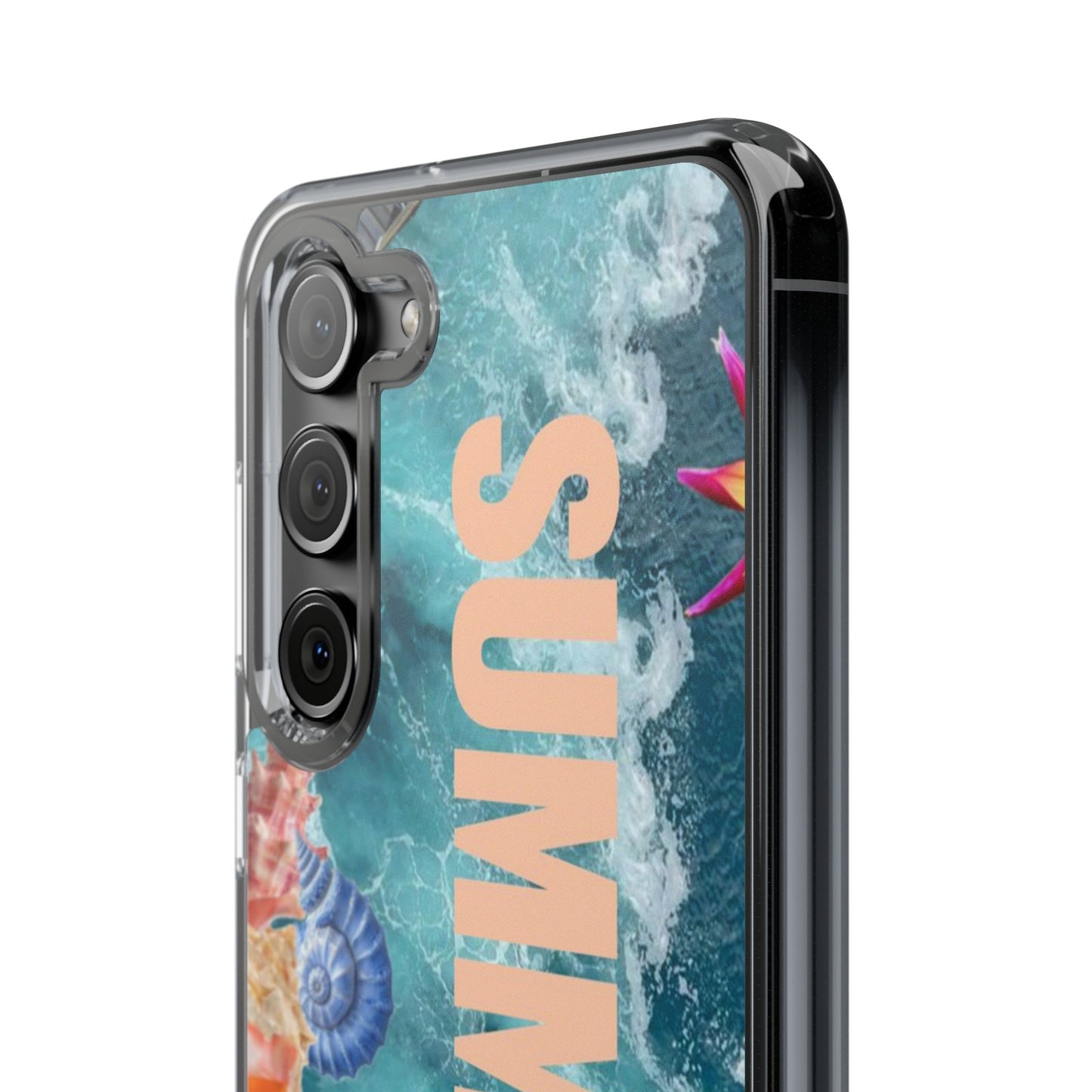 Summer Floral Clear Impact Phone Case — "SUMMER" Tropical Hibiscus Design