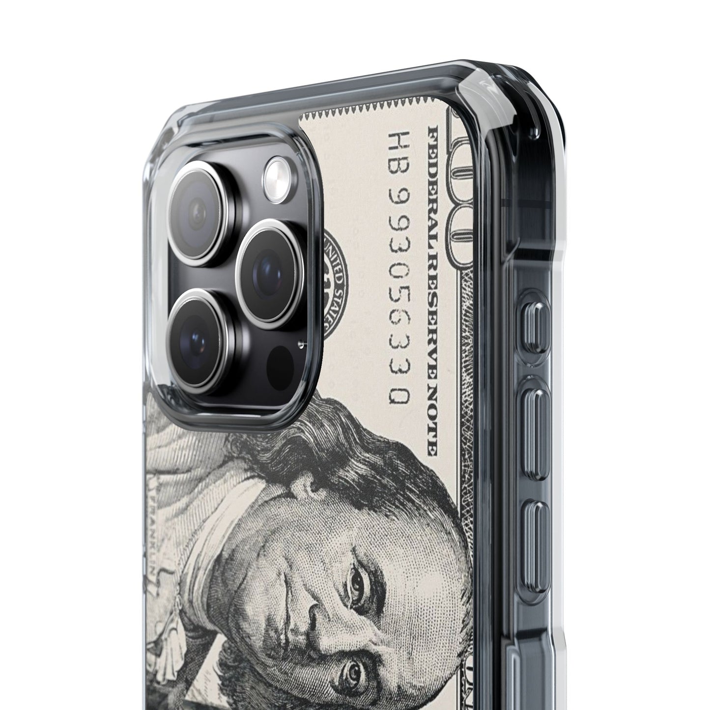 Clear Magnetic Phone Case — Hundred Dollar Bill Design