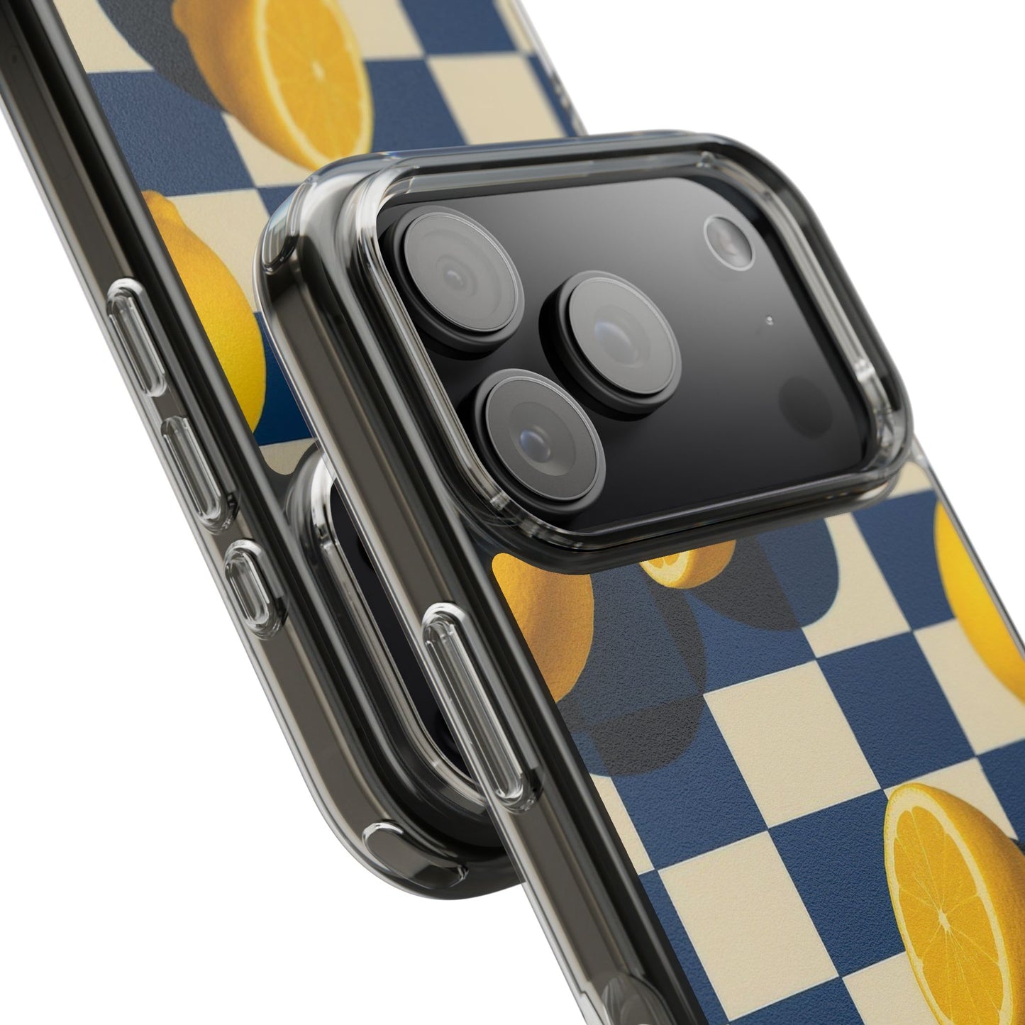 Clear Impact-Resistant Case — Retro Checkered Lemons Phone Case